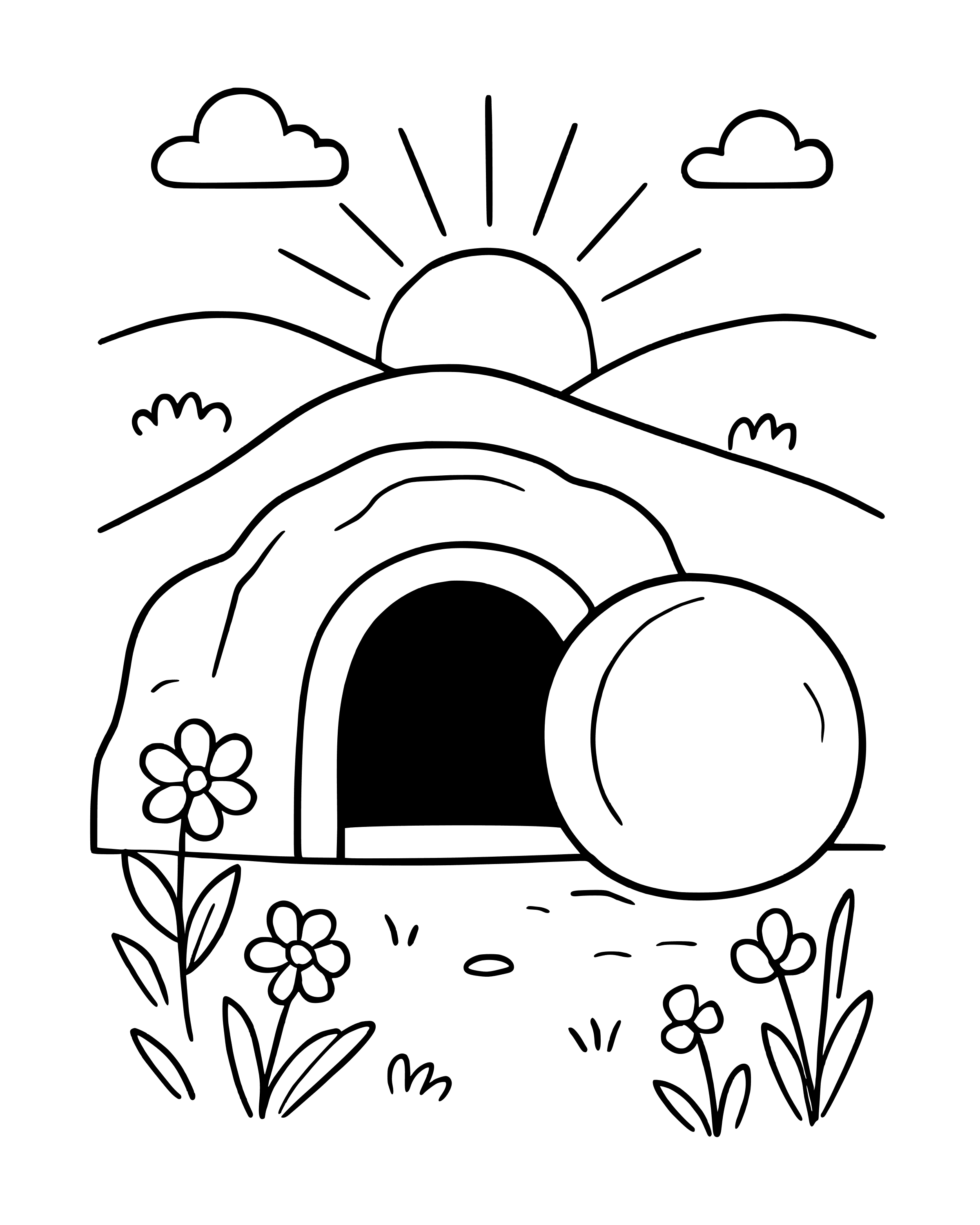 Simple Easter Sunrise coloring page