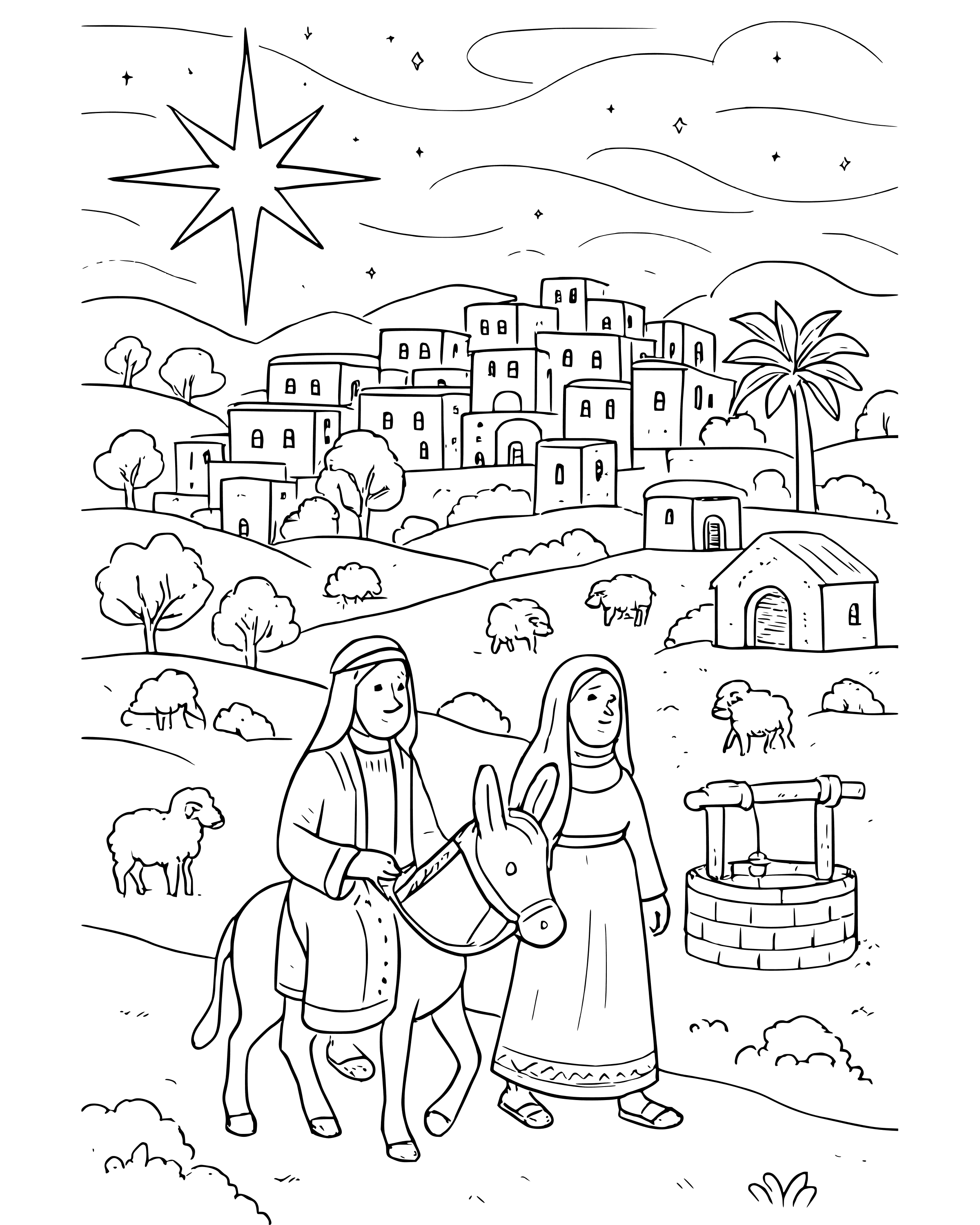 Detailed The Little Town of Bethlehem coloring page