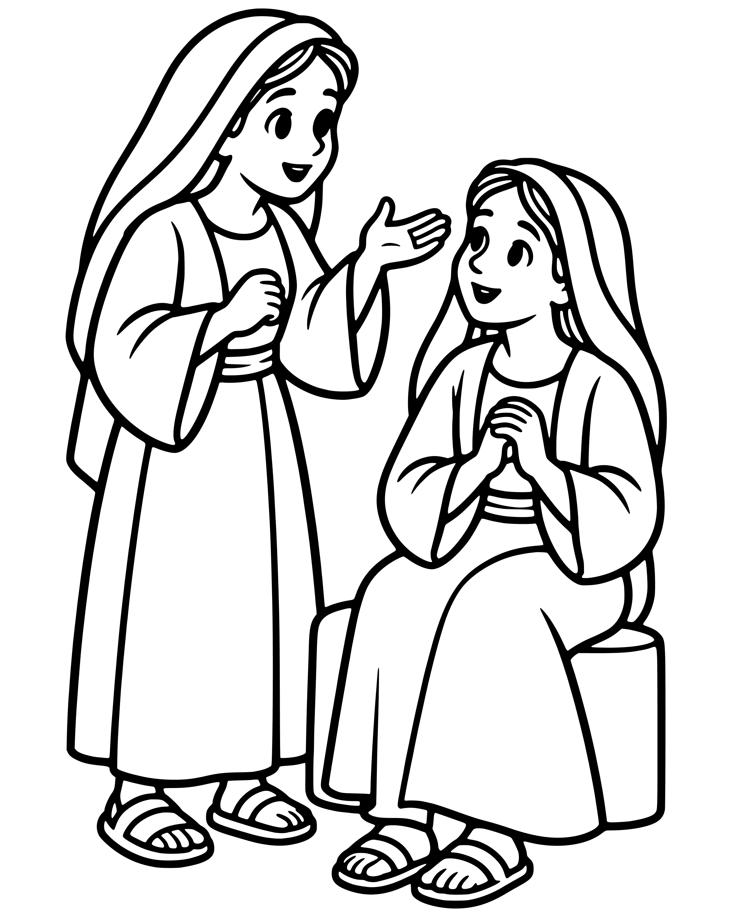 Easy Mary and Martha Send for Jesus coloring page