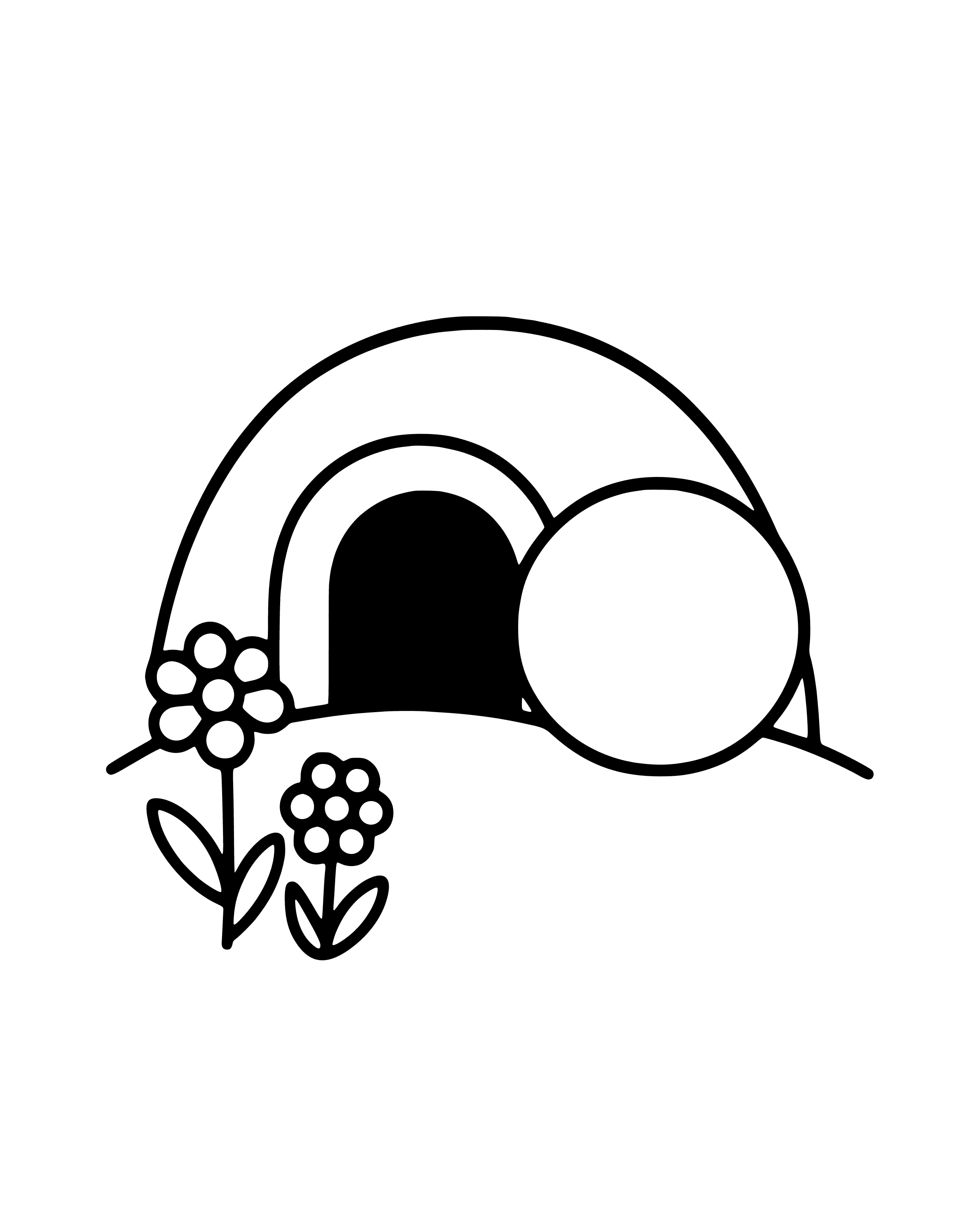 The Easter Garden – easy printable coloring page for ages 2–4