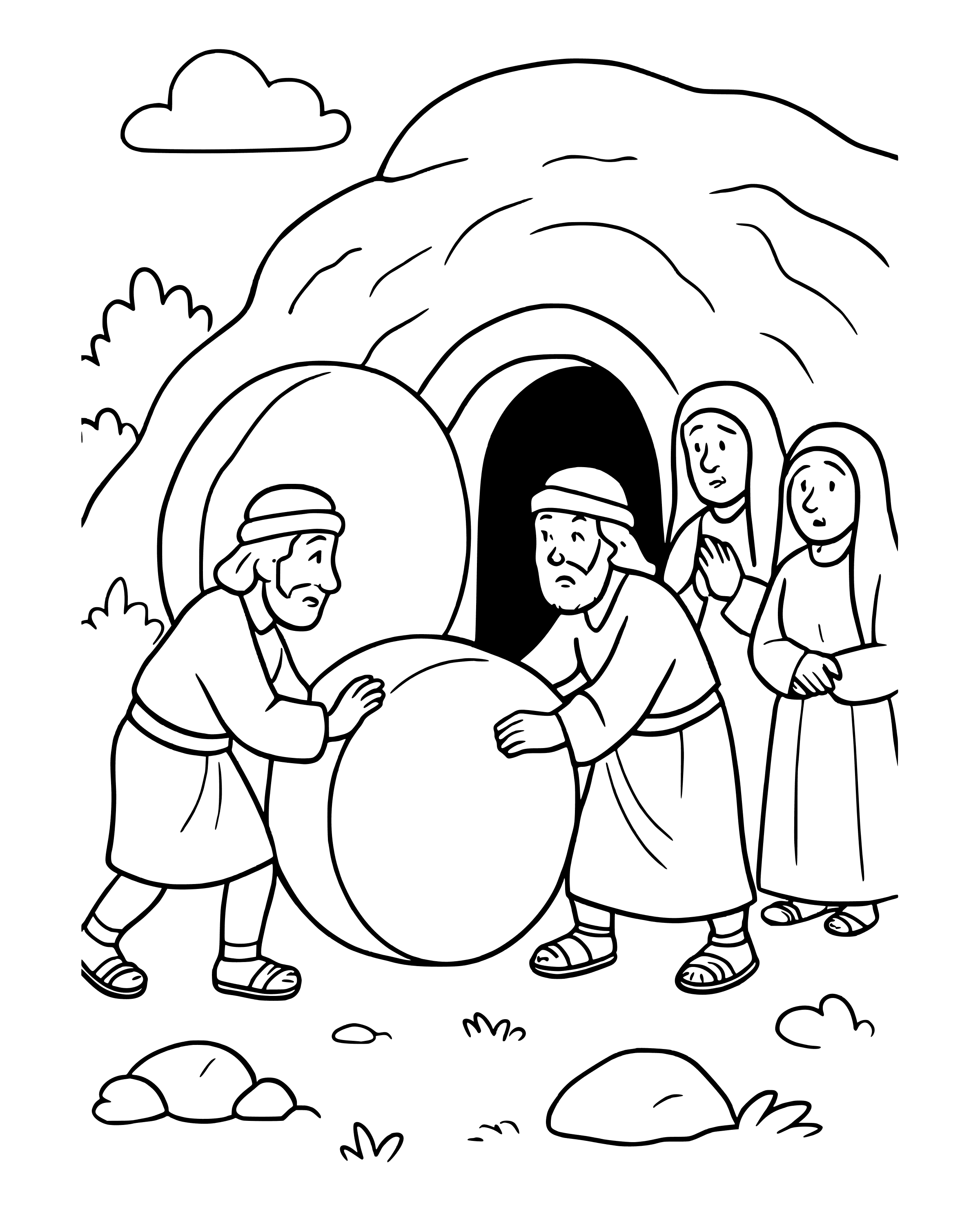 Simple Jesus Is Laid in the Tomb coloring page