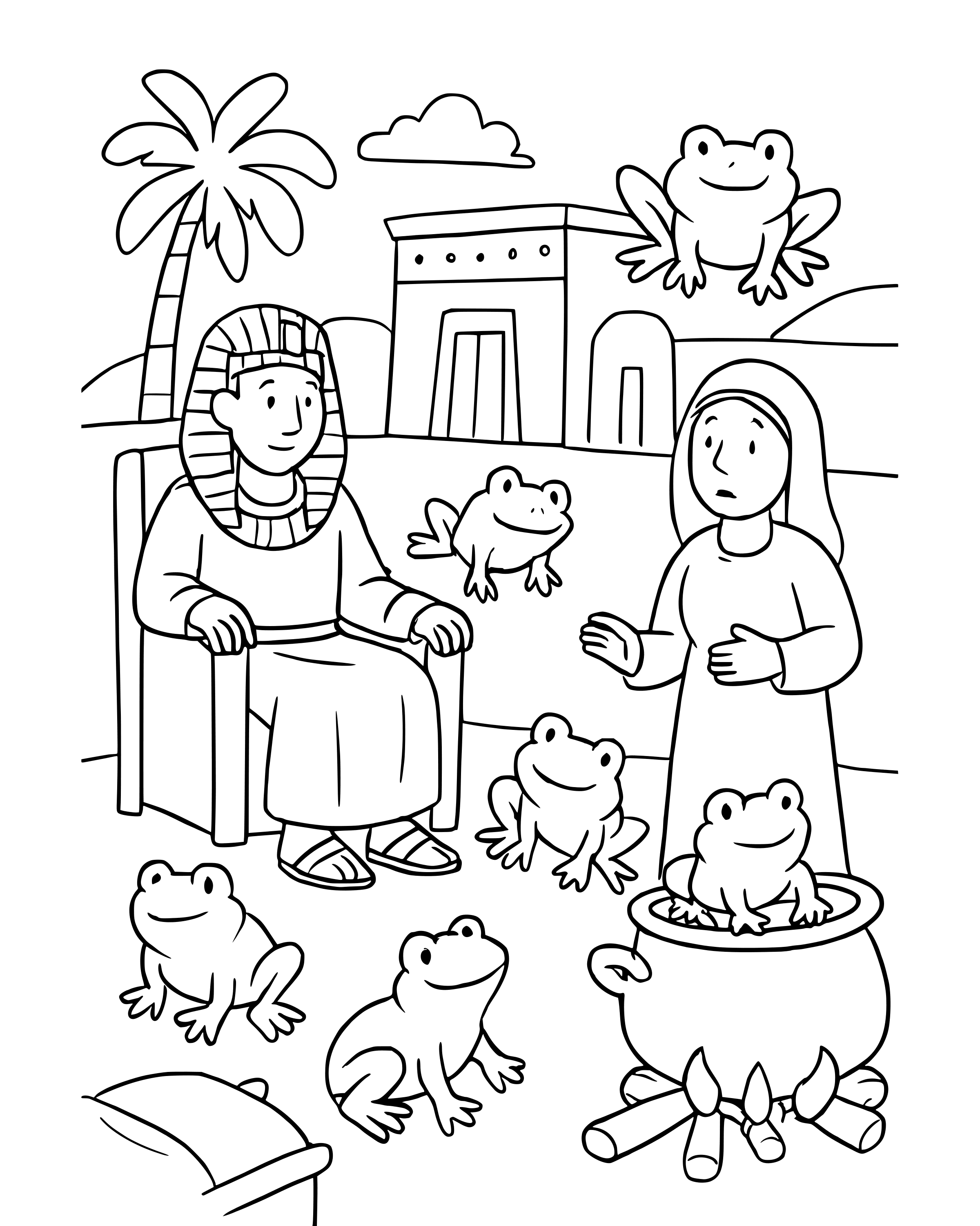 Simple The Plague of Frogs coloring page
