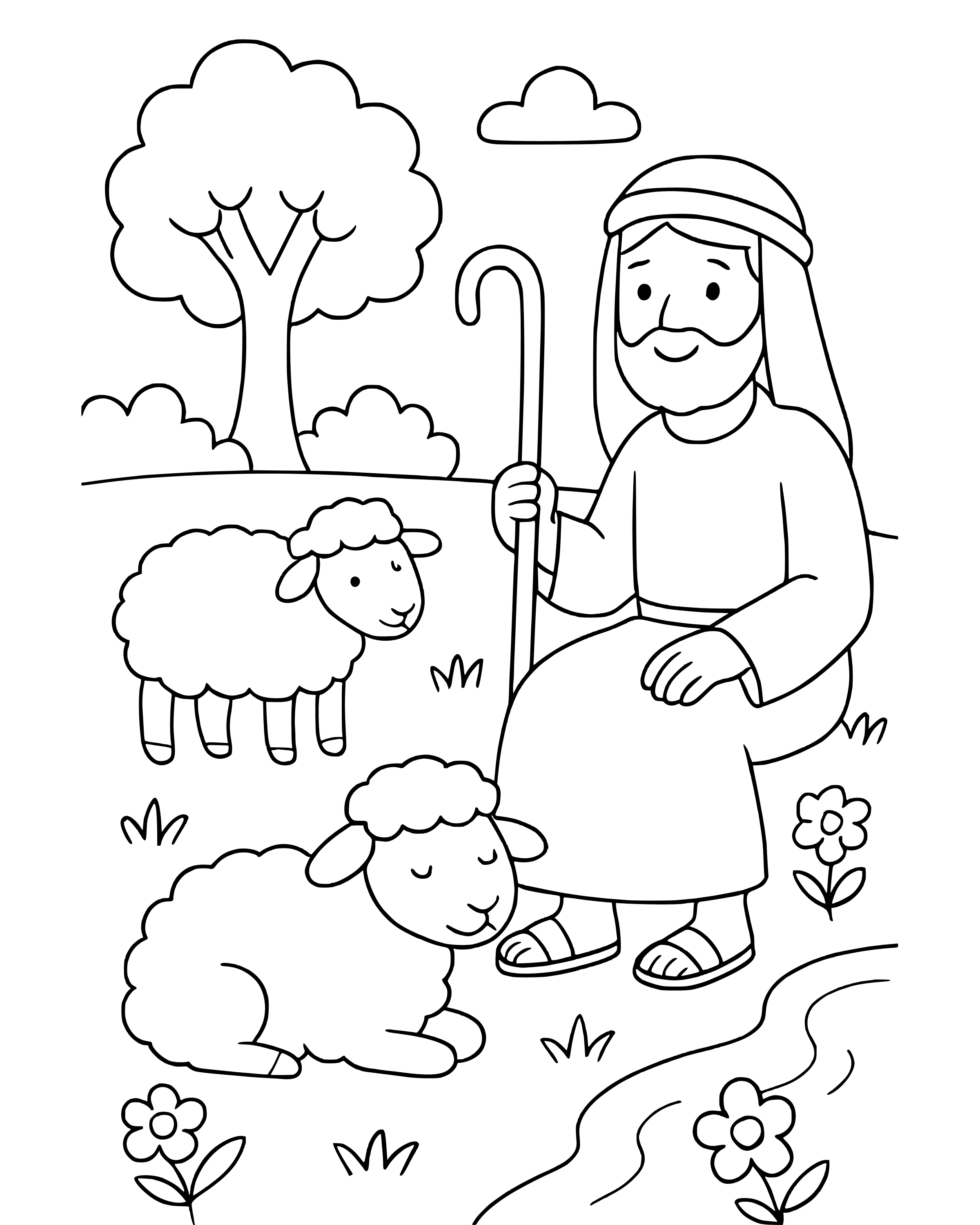 Simple Green Pastures and Still Waters coloring page