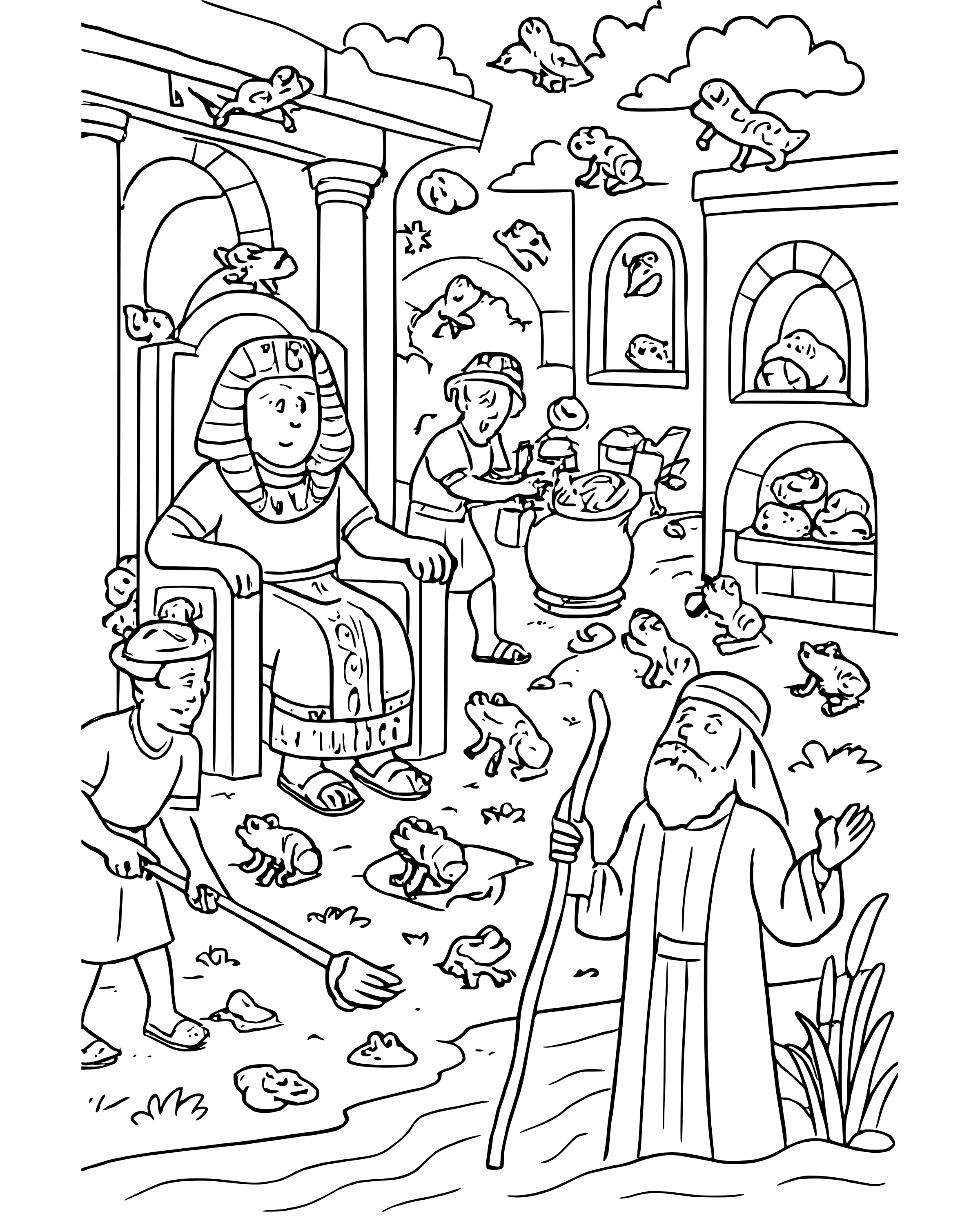 Detailed The Plague of Frogs coloring page