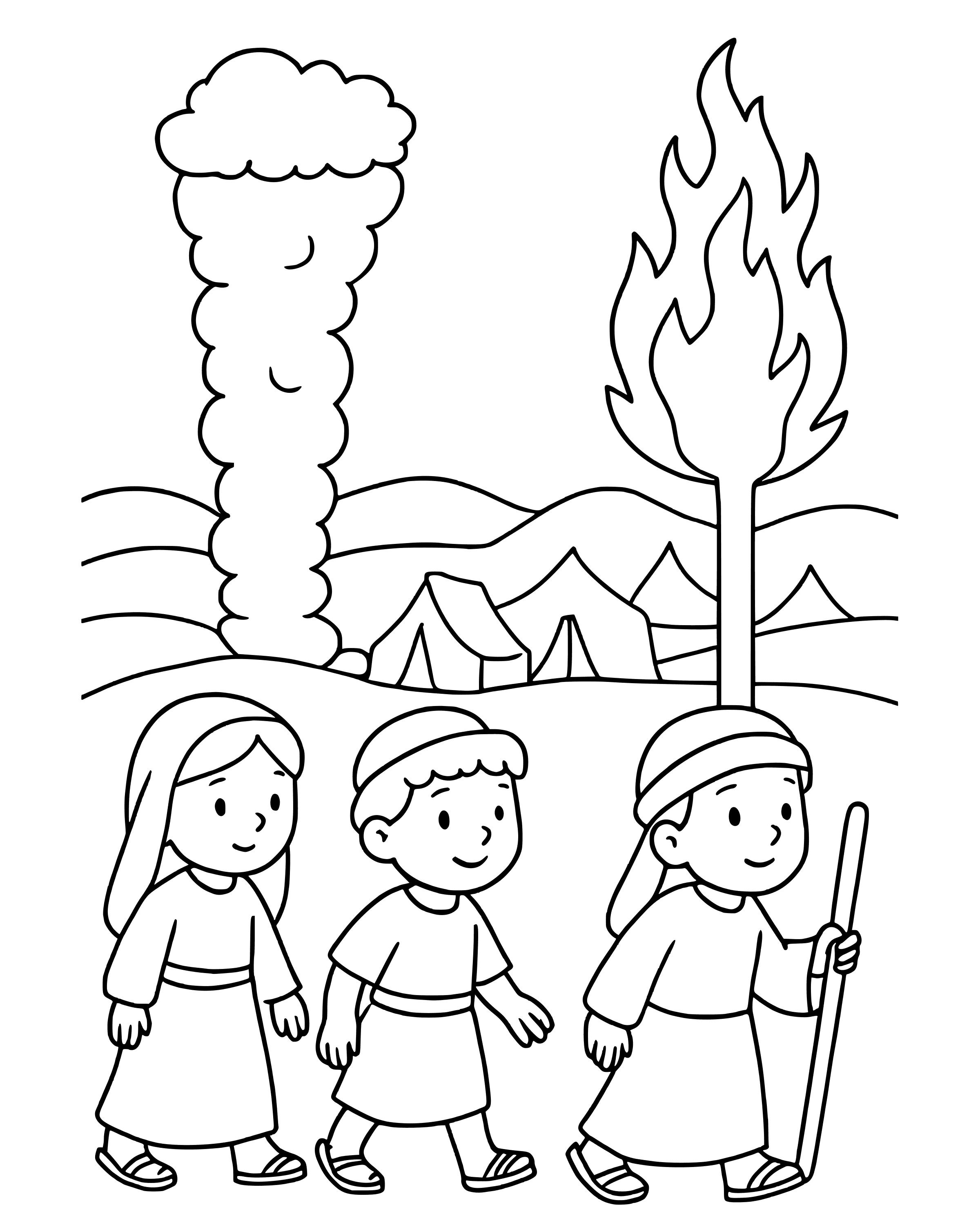 Simple The Pillar of Cloud and Fire coloring page