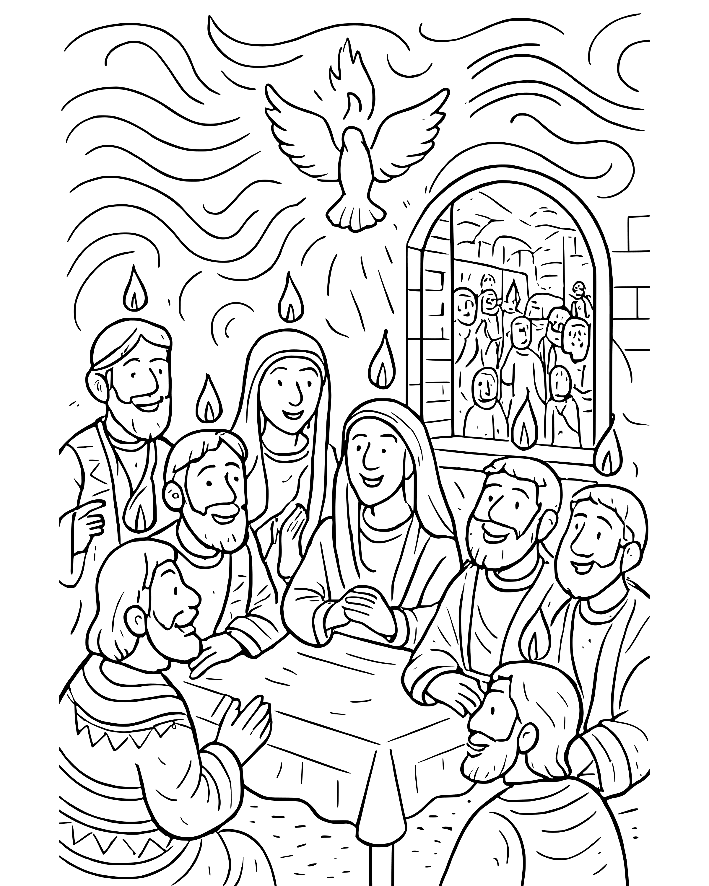 Detailed Tongues of Fire coloring page