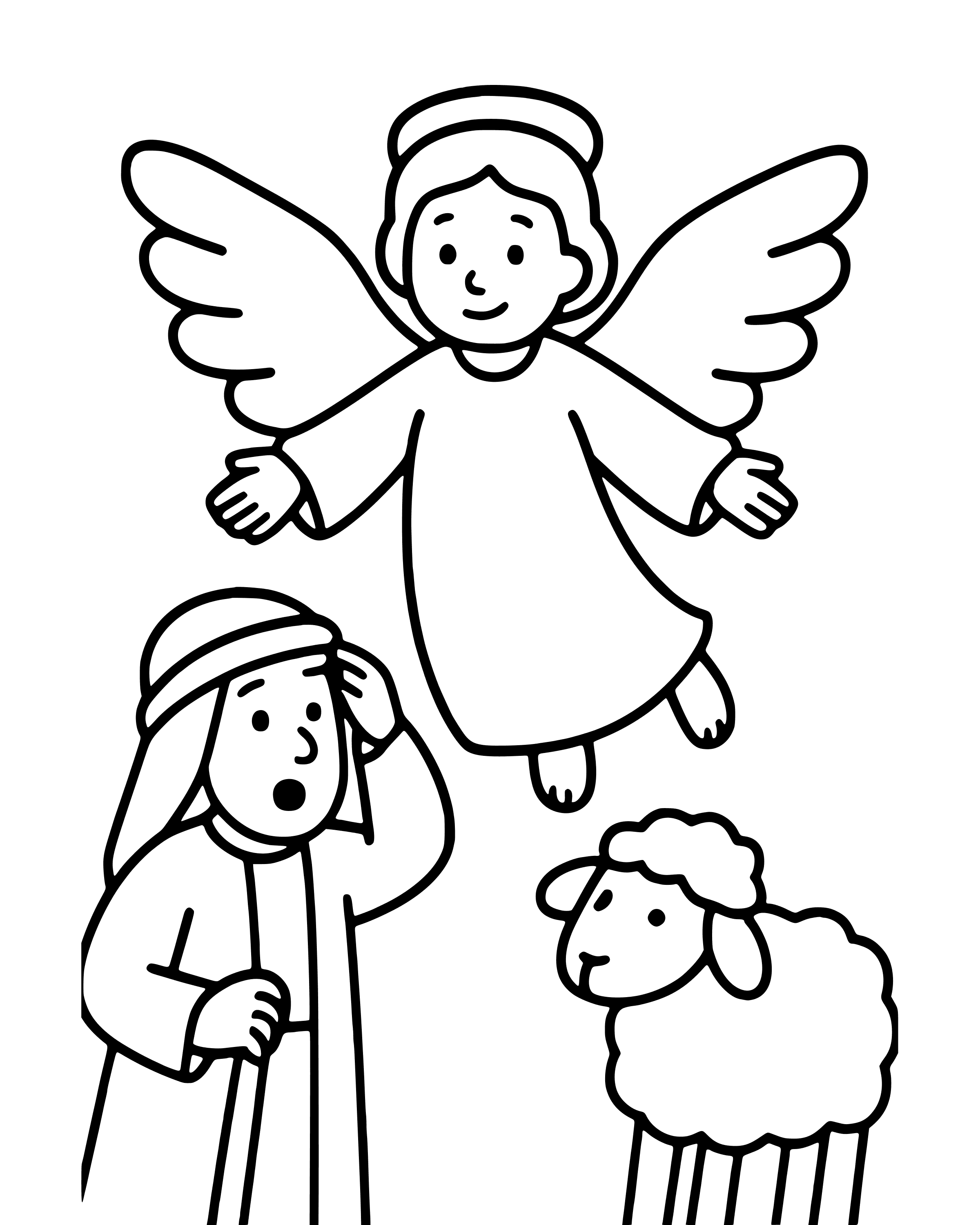 Easy The Angel Appears to the Shepherds coloring page
