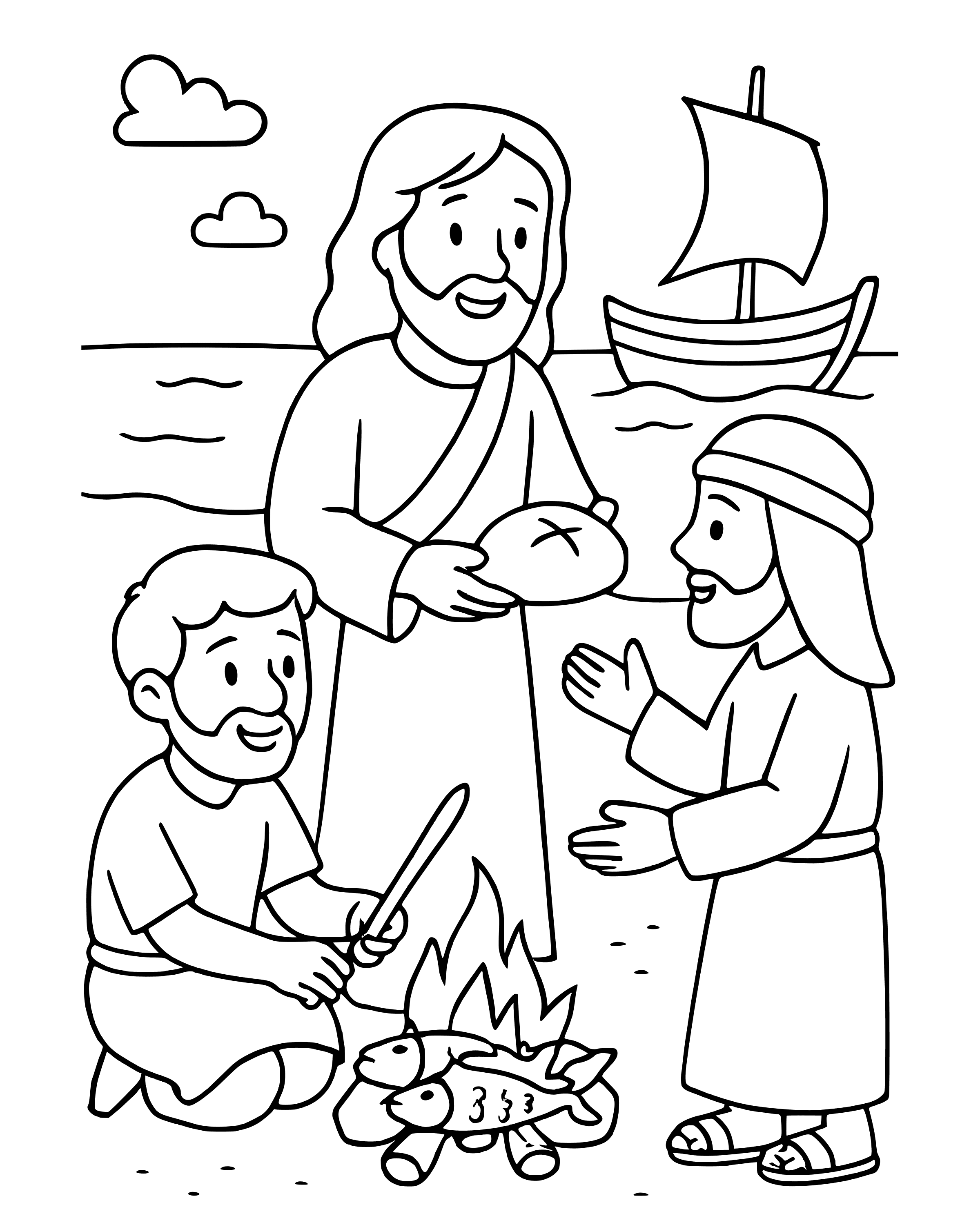 Simple Breakfast on the Beach coloring page