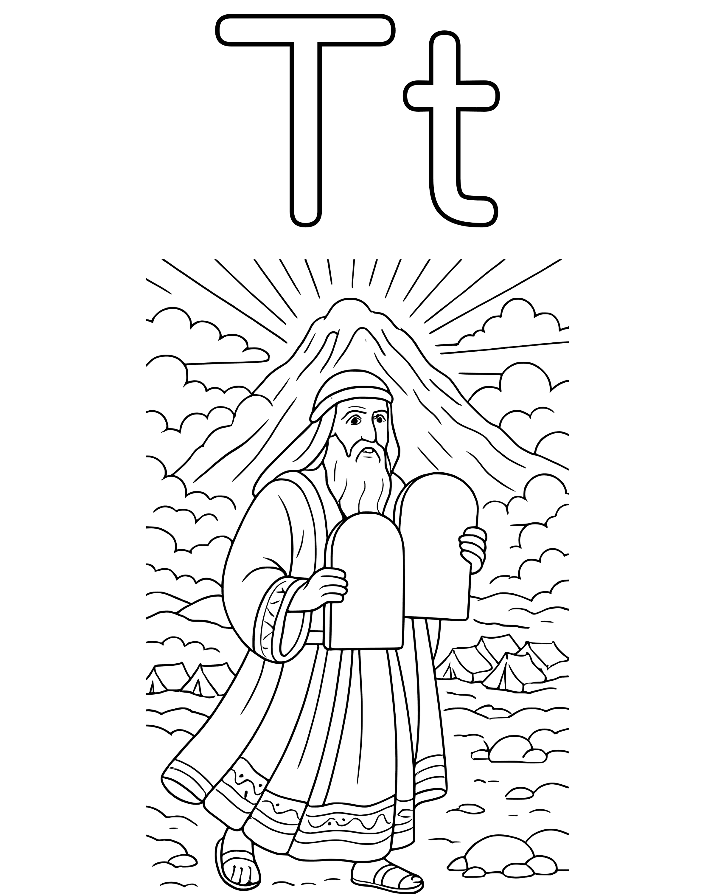 Detailed T Is for Tablets of Stone coloring page
