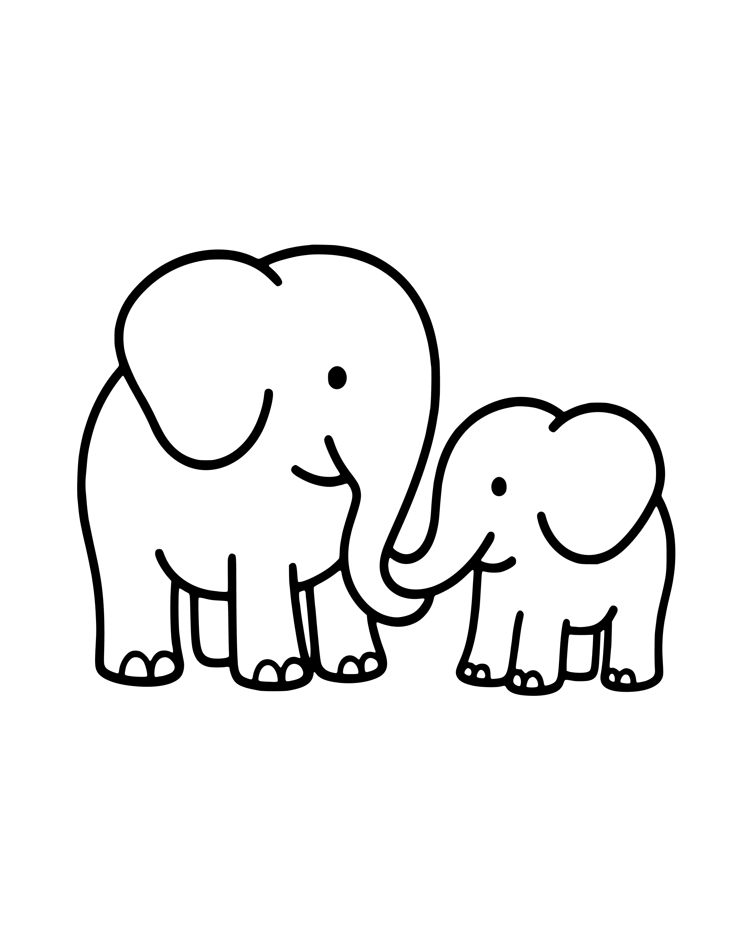 Two by Two: Elephants – easy printable coloring page for ages 2–4