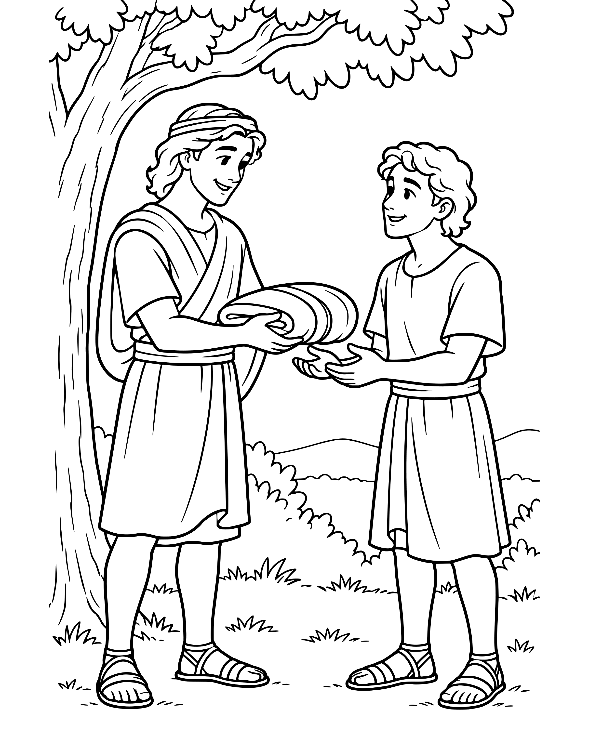 Simple David and Jonathan Are Friends coloring page