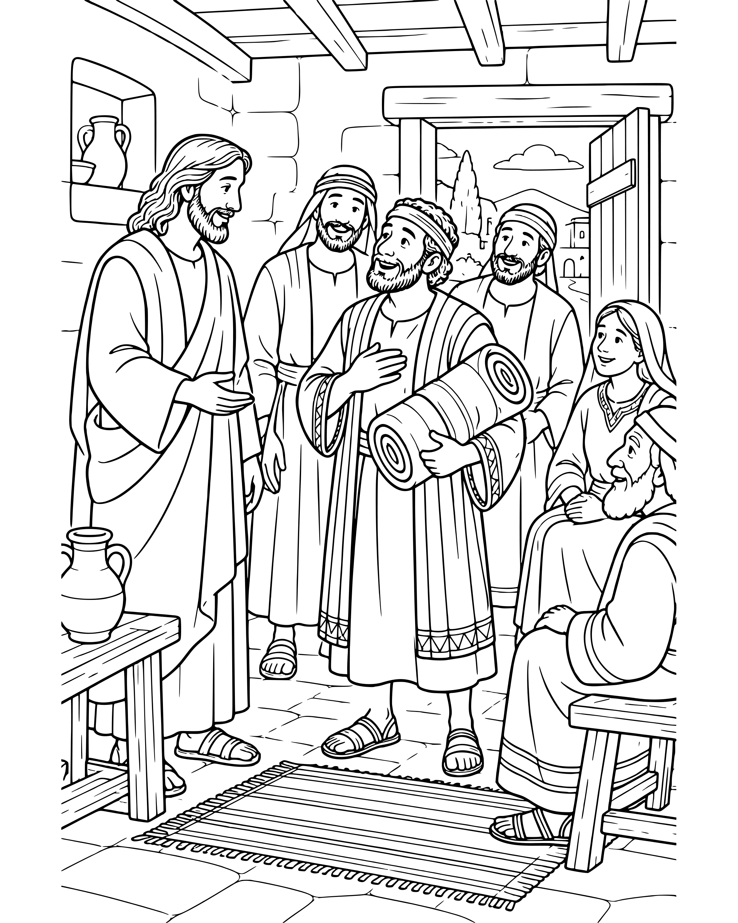 Detailed Pick Up Your Mat and Walk coloring page