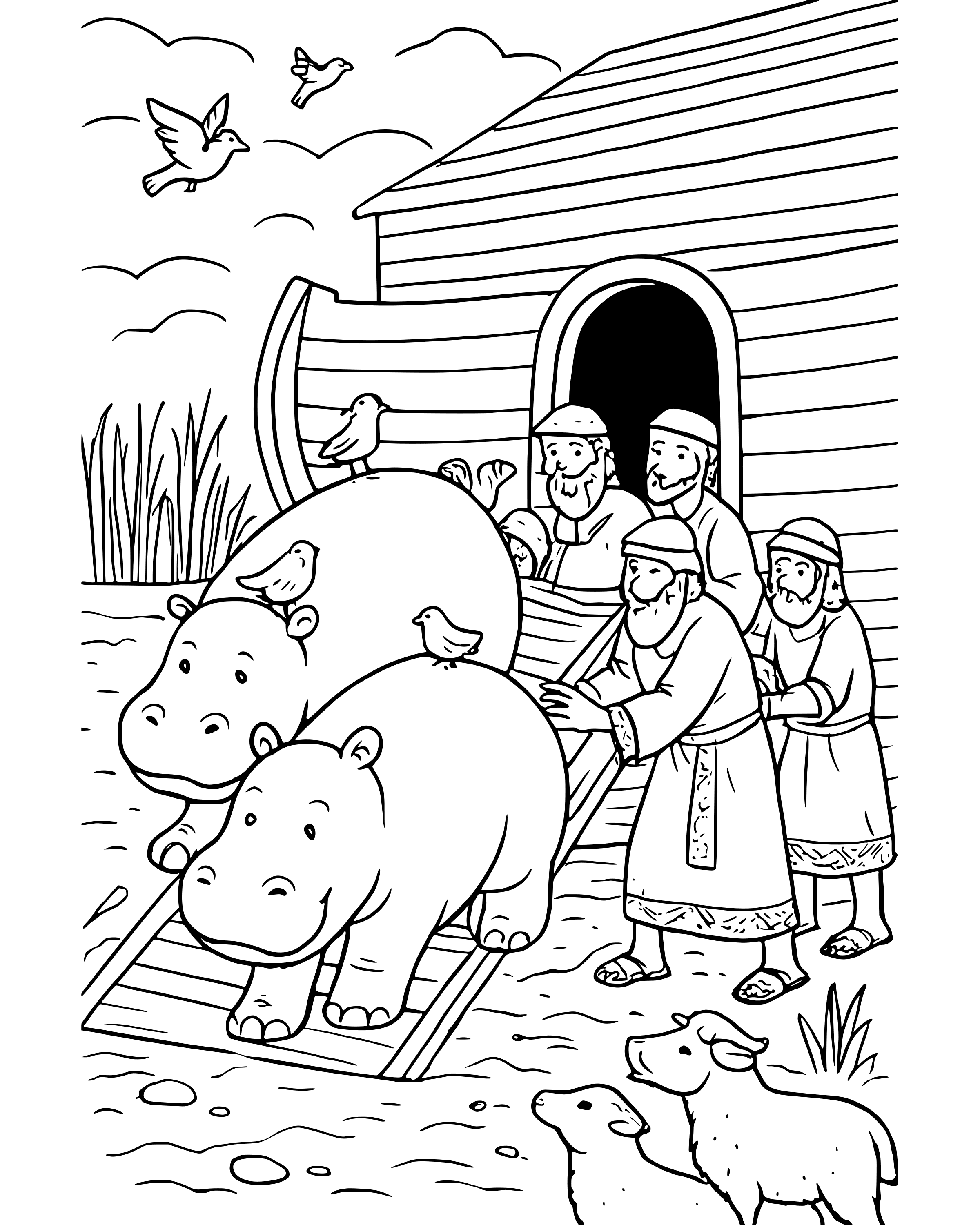 Detailed Two by Two: Hippos coloring page