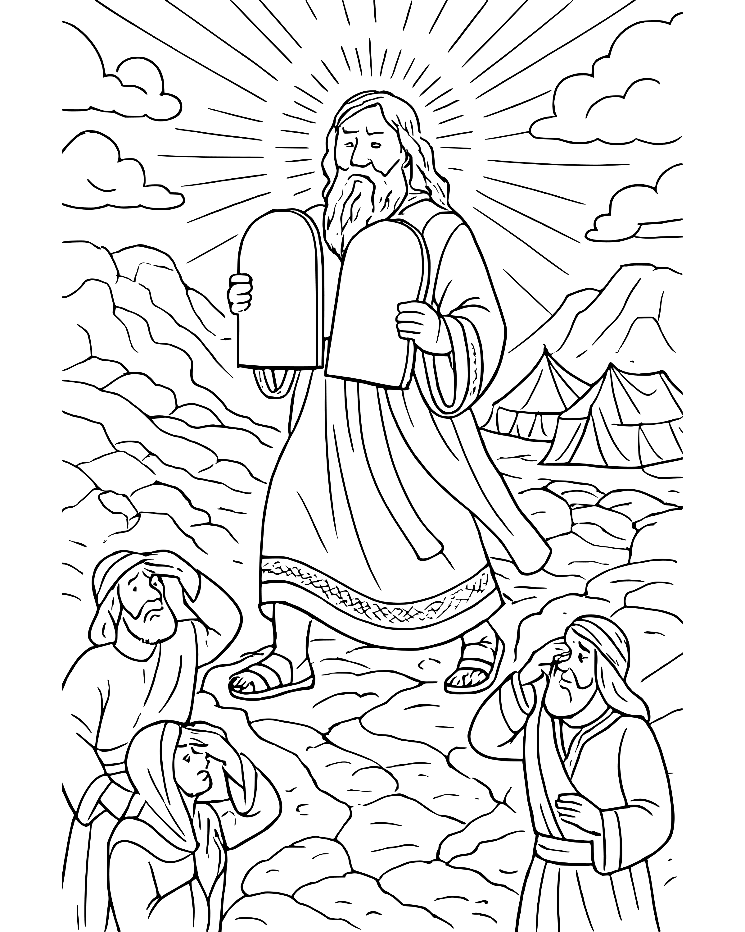 Detailed Moses' Shining Face coloring page