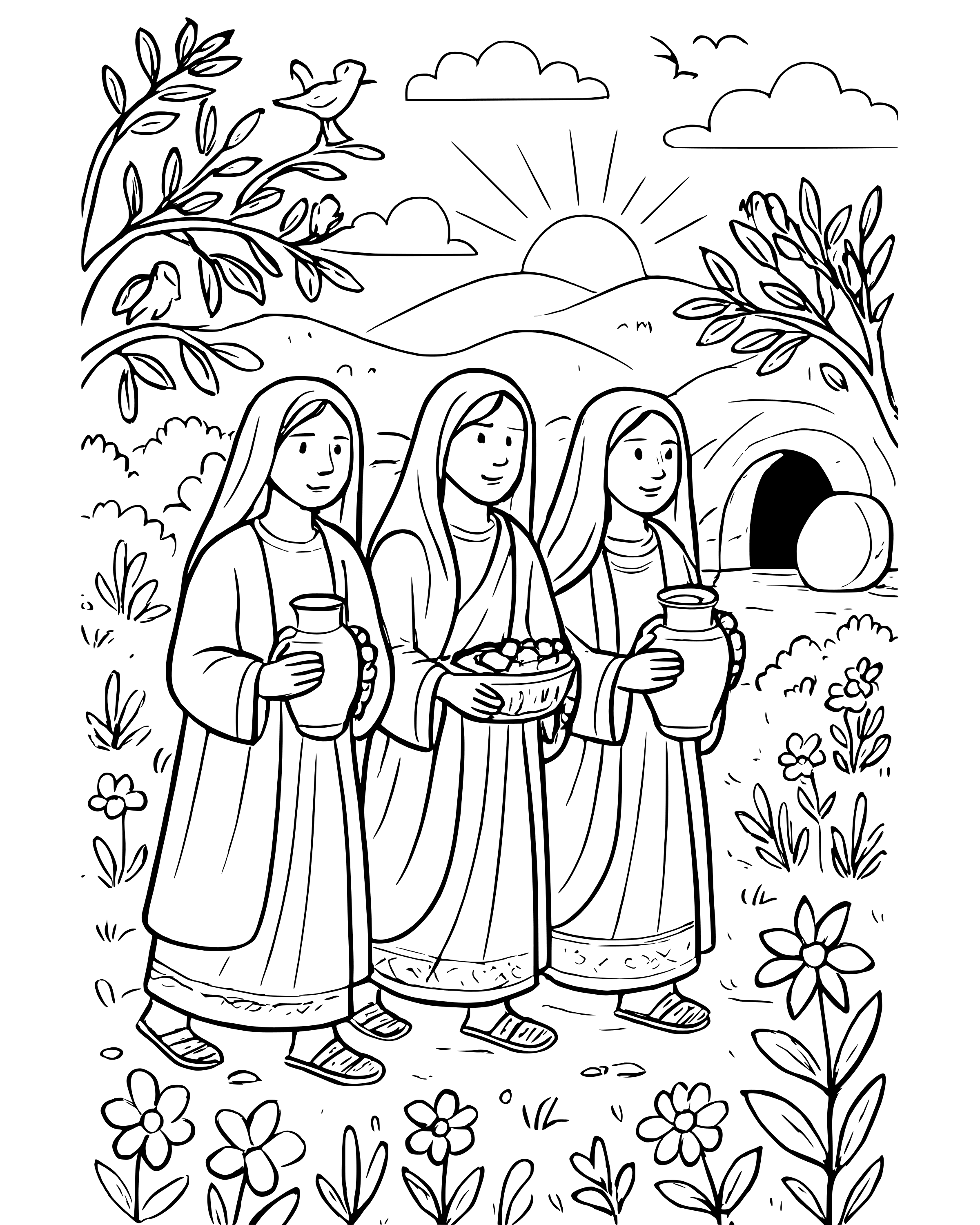 Detailed The Women Bring Spices coloring page