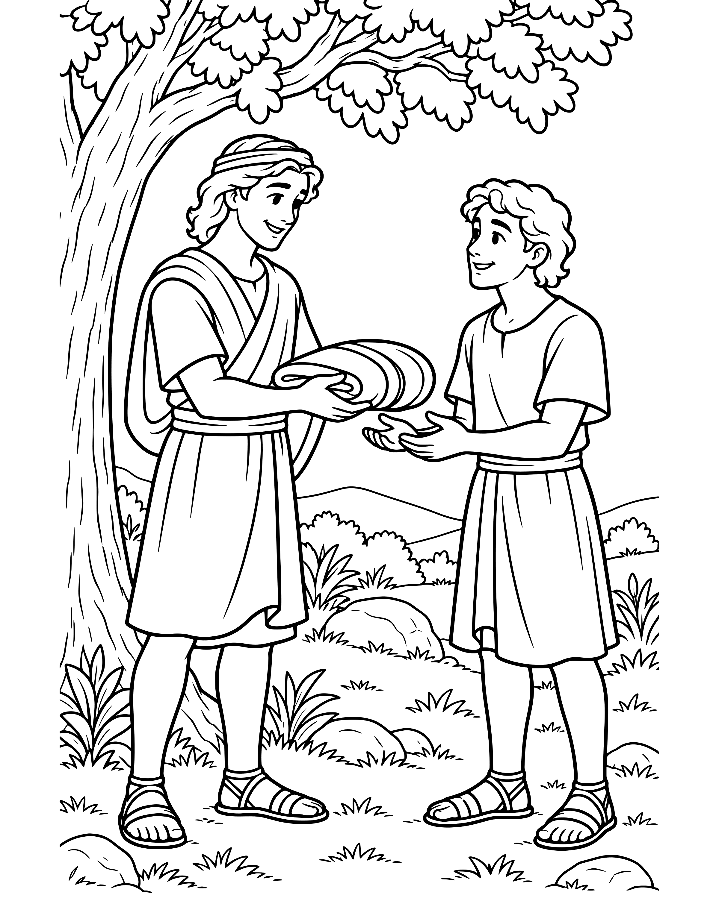 Detailed David and Jonathan Are Friends coloring page