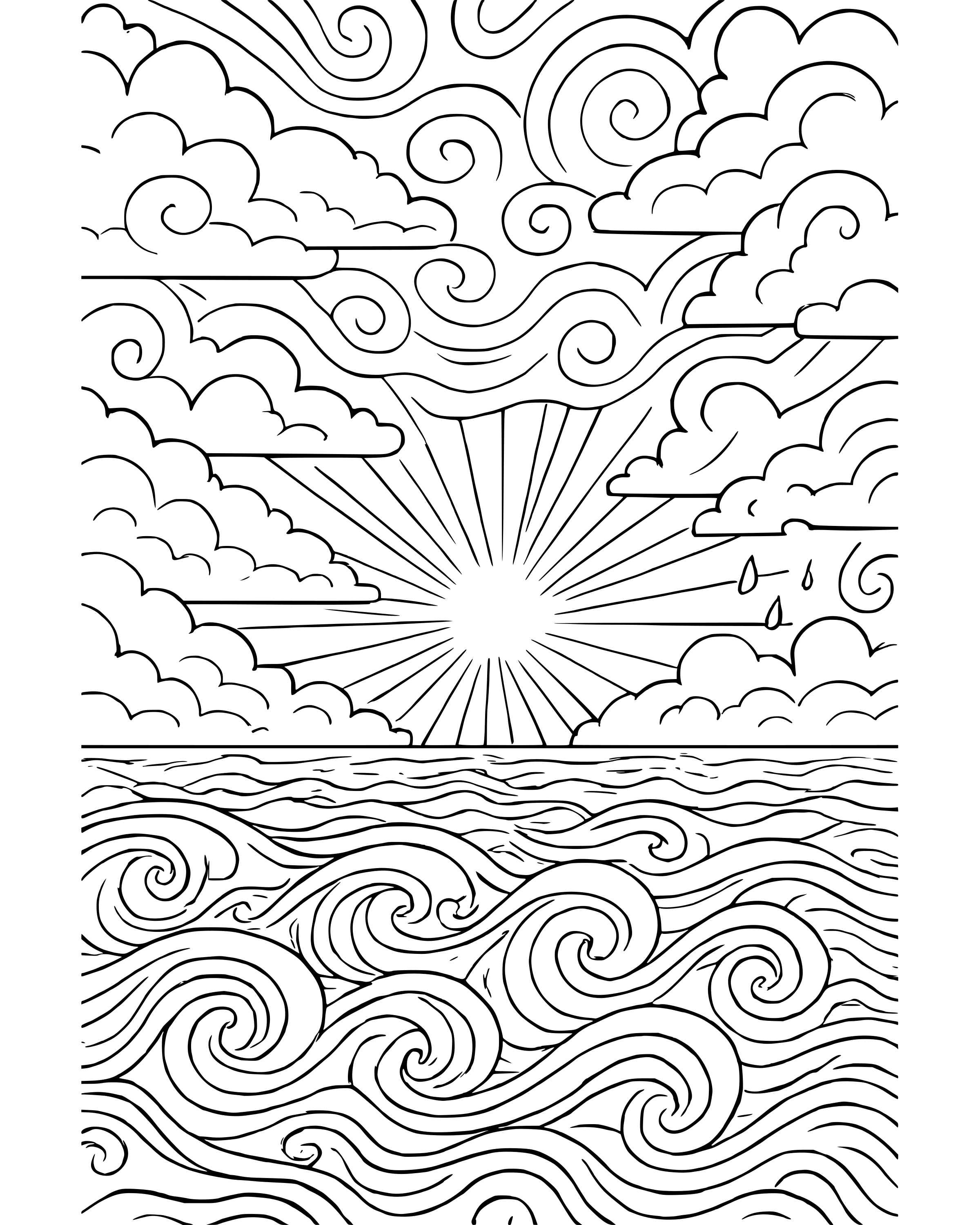 Detailed Day 2: God Makes the Sky coloring page