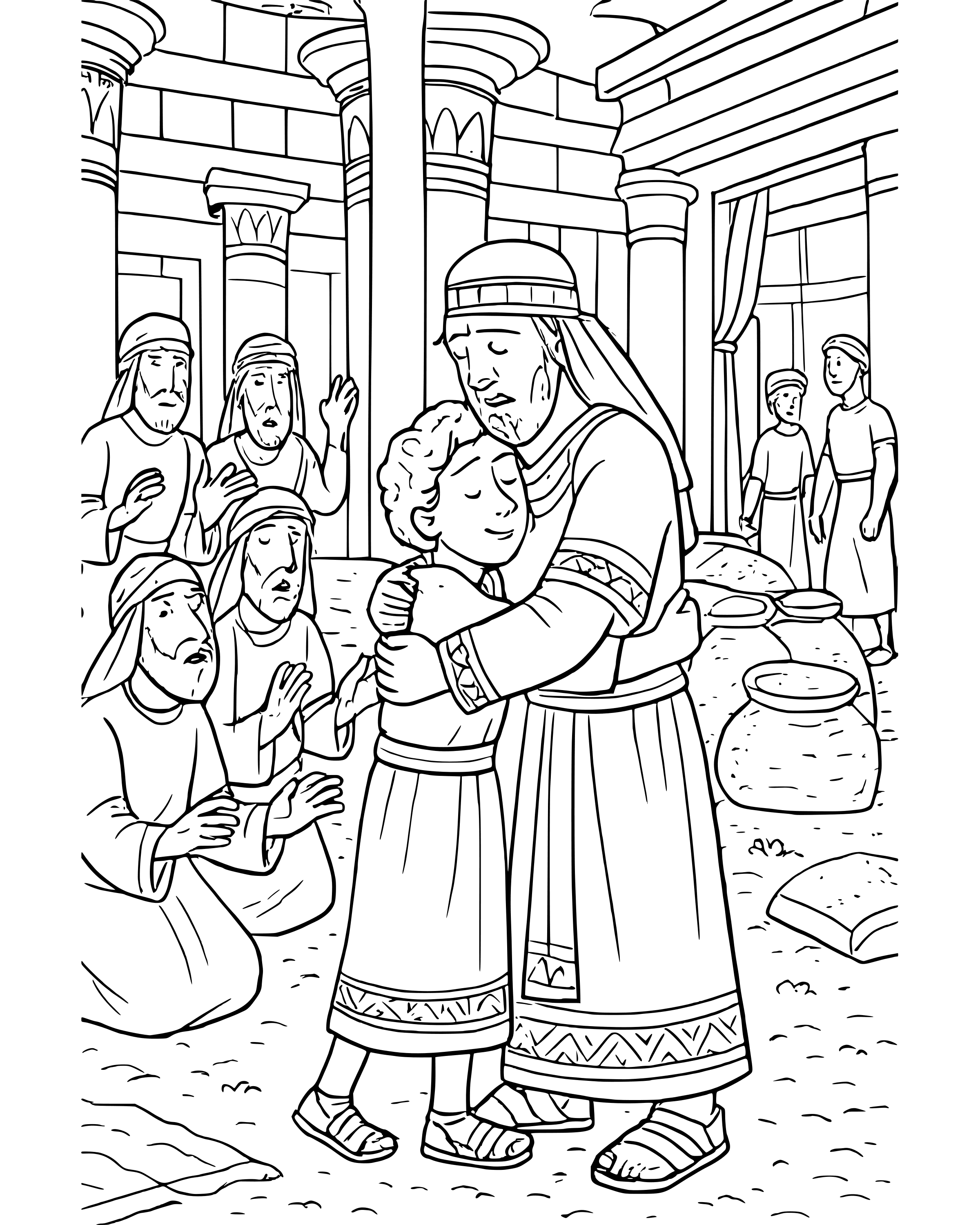 Detailed Joseph Forgives His Brothers coloring page
