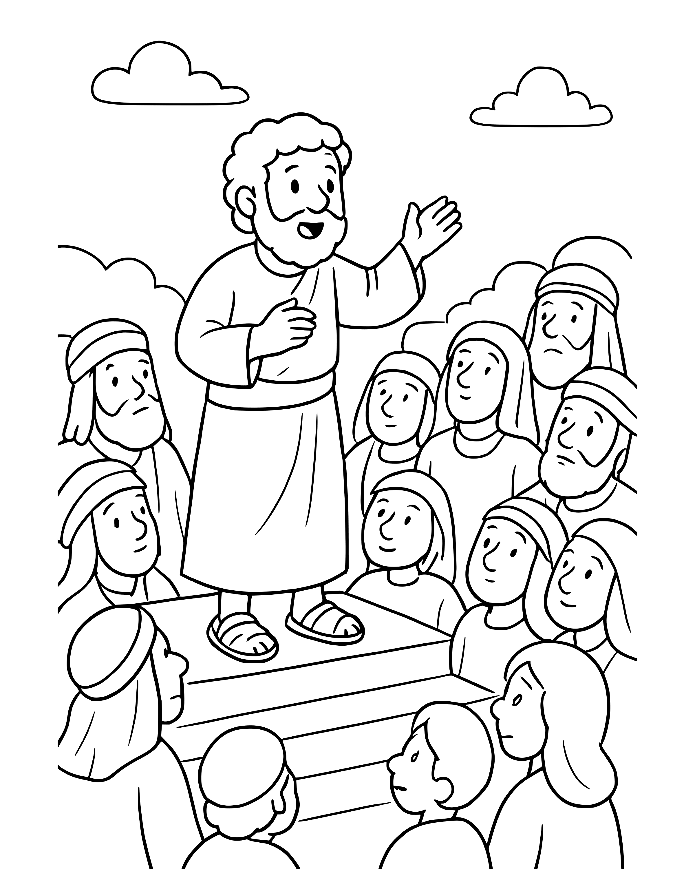 Simple Peter Speaks to the Crowd coloring page