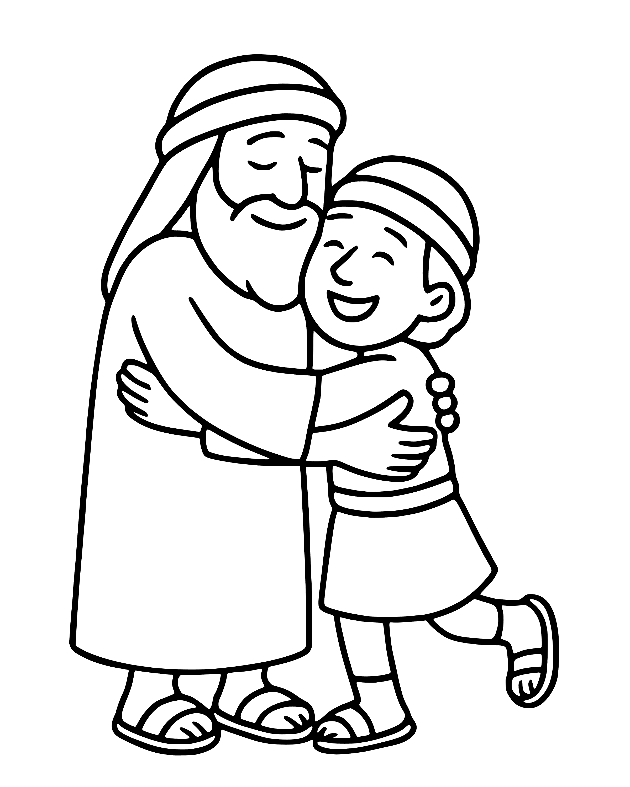 Jacob and Joseph Together Again, easy printable coloring page for ages 2–4