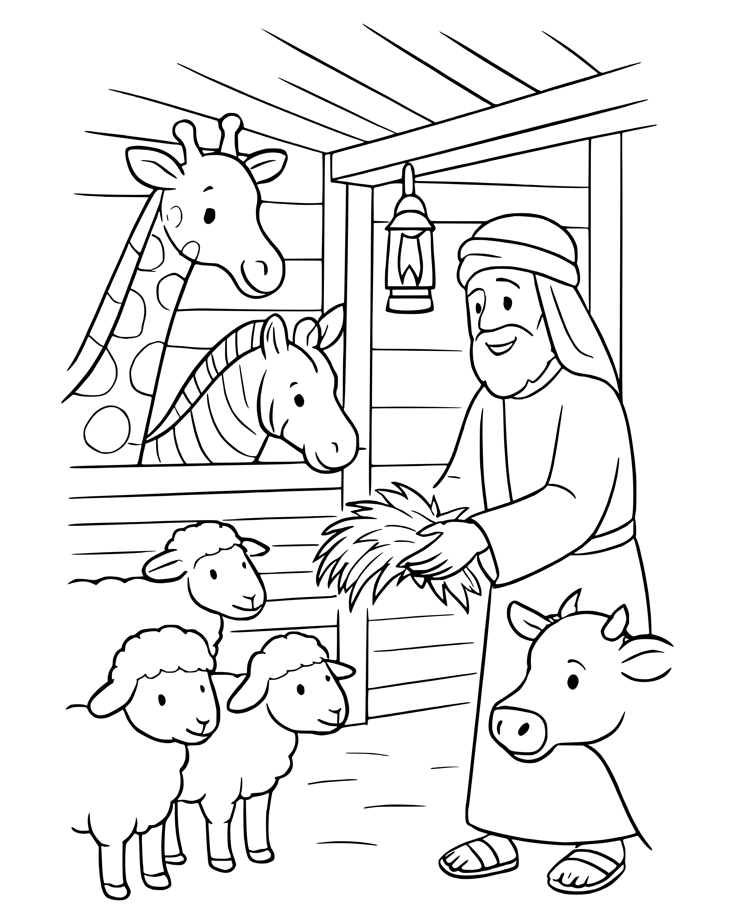 Inside Noah's Ark – simple printable coloring page for ages 5–7