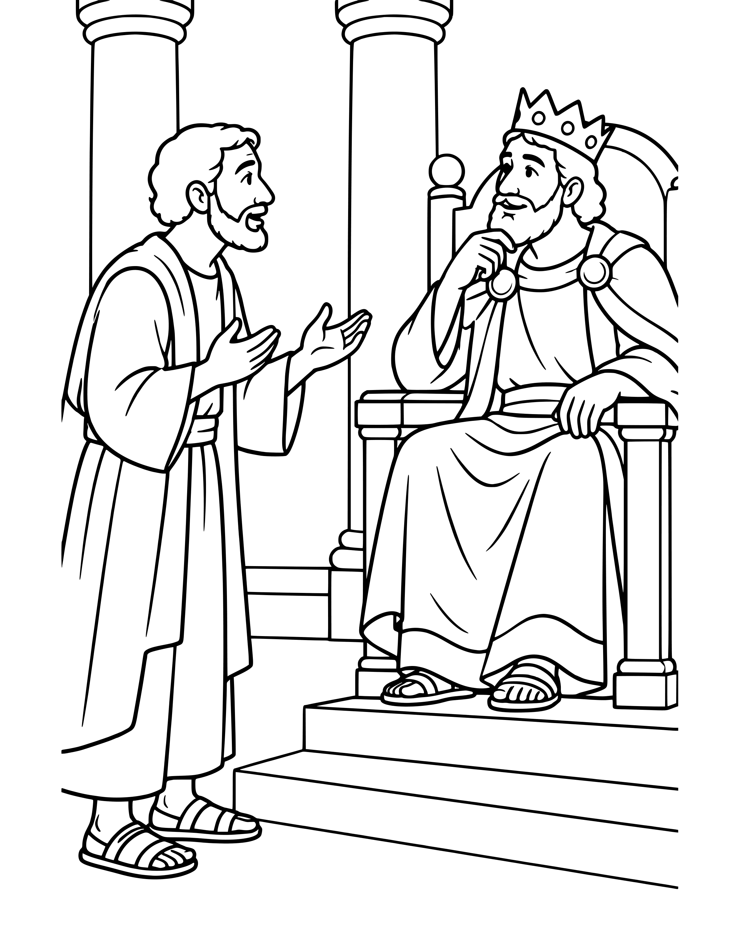 Nehemiah Asks the King for Help, simple printable coloring page for ages 5–7