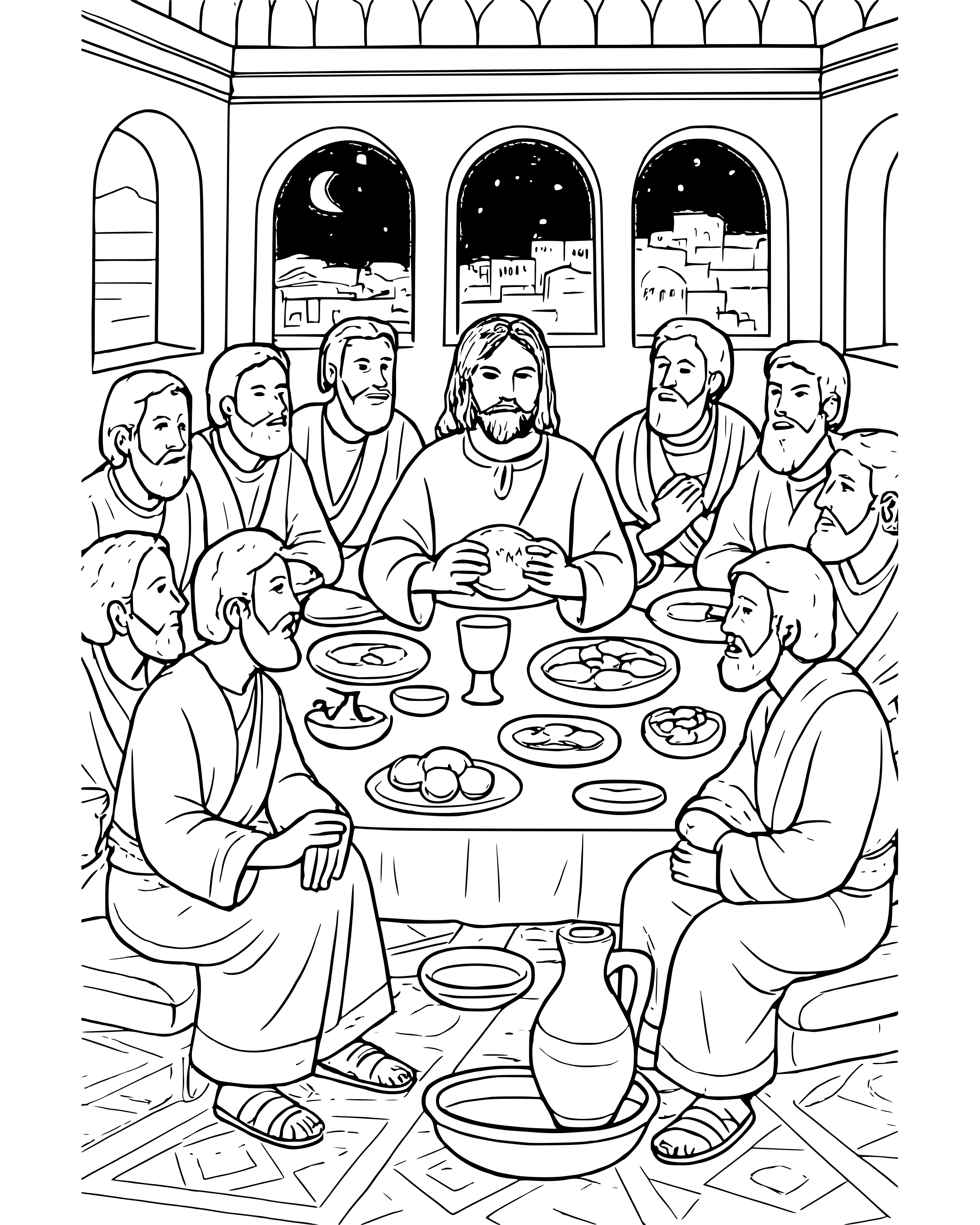 Detailed The Last Supper coloring page