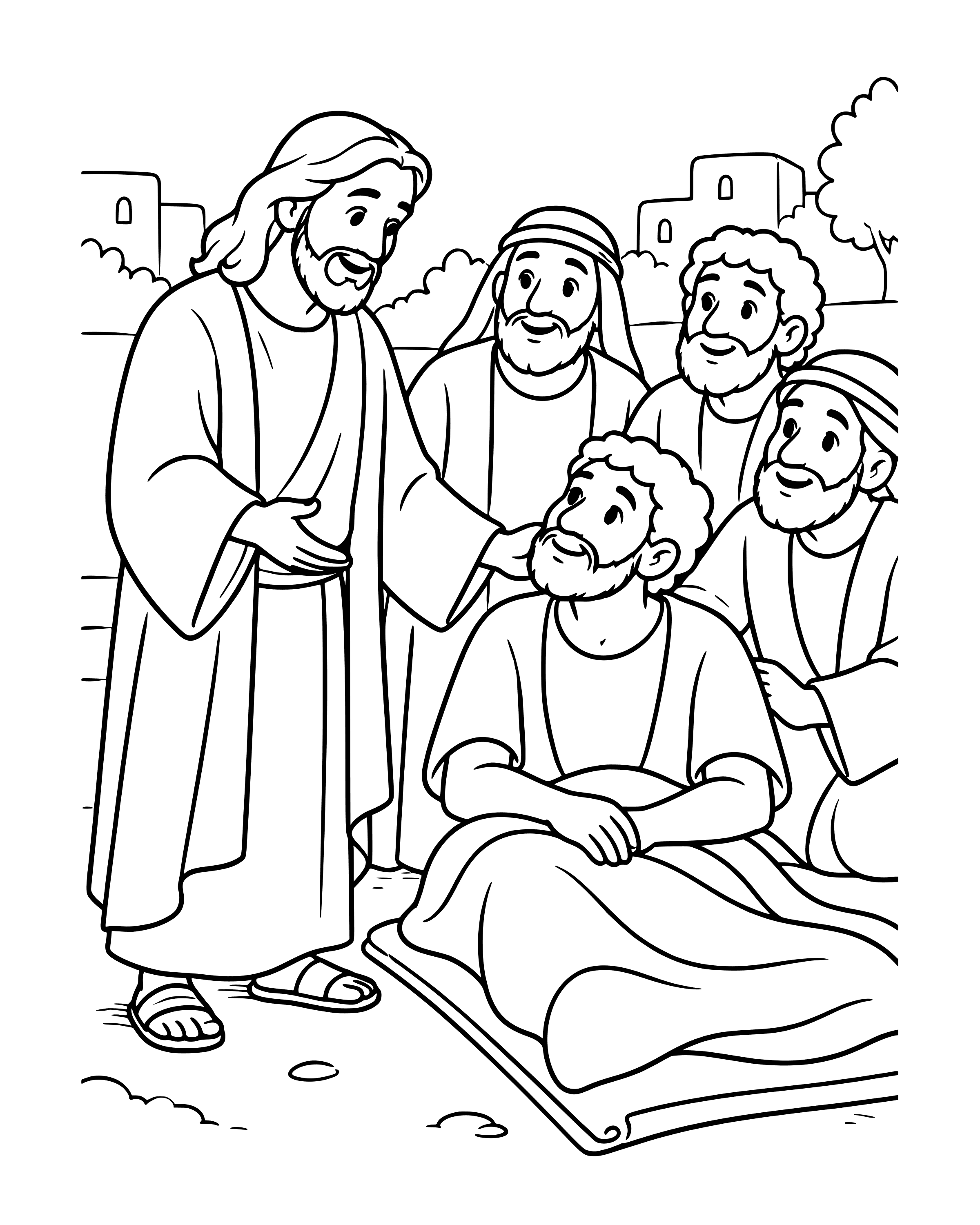 Simple Jesus Heals a Man Who Could Not Hear coloring page