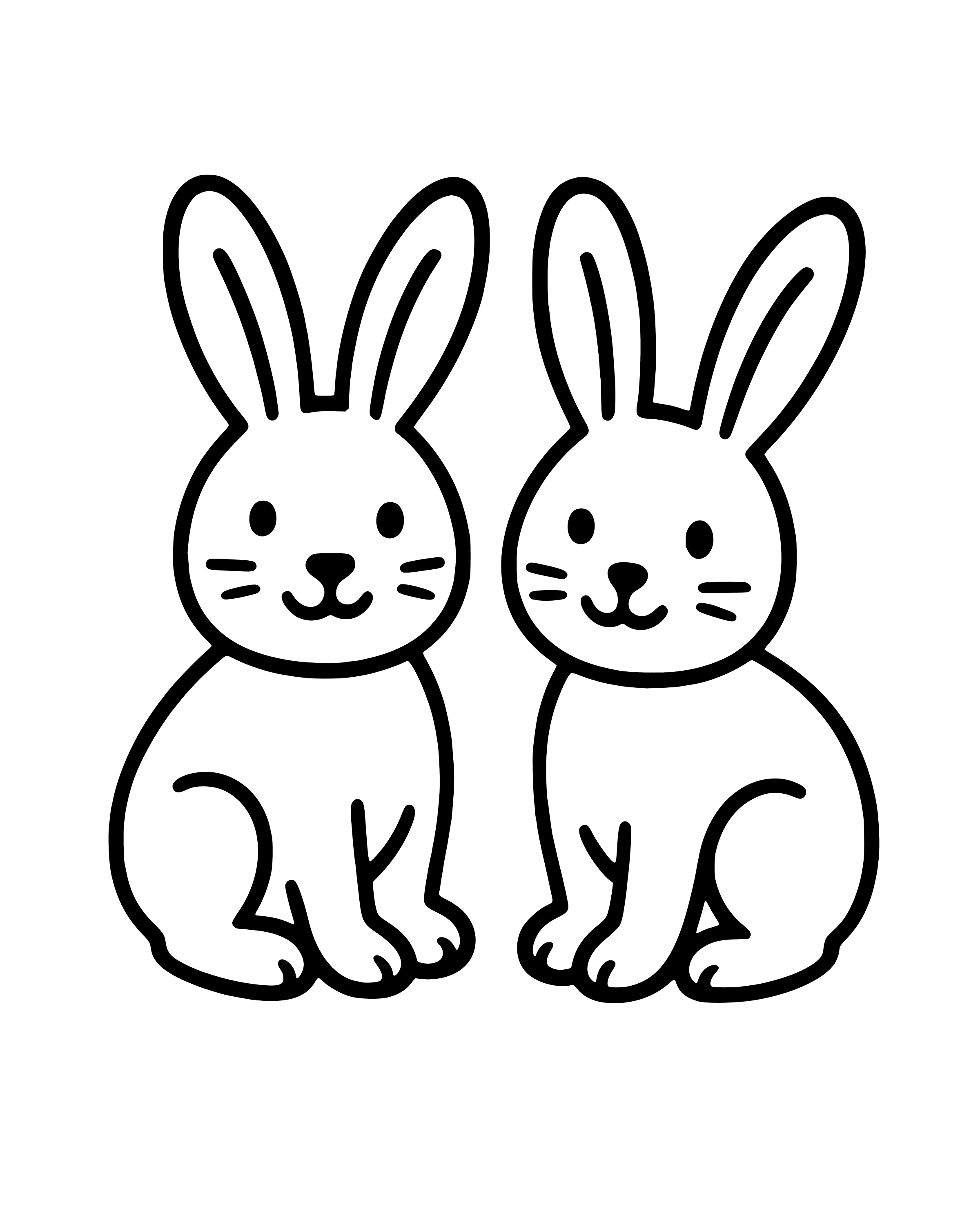 Two by Two: Rabbits – easy printable coloring page for ages 2–4