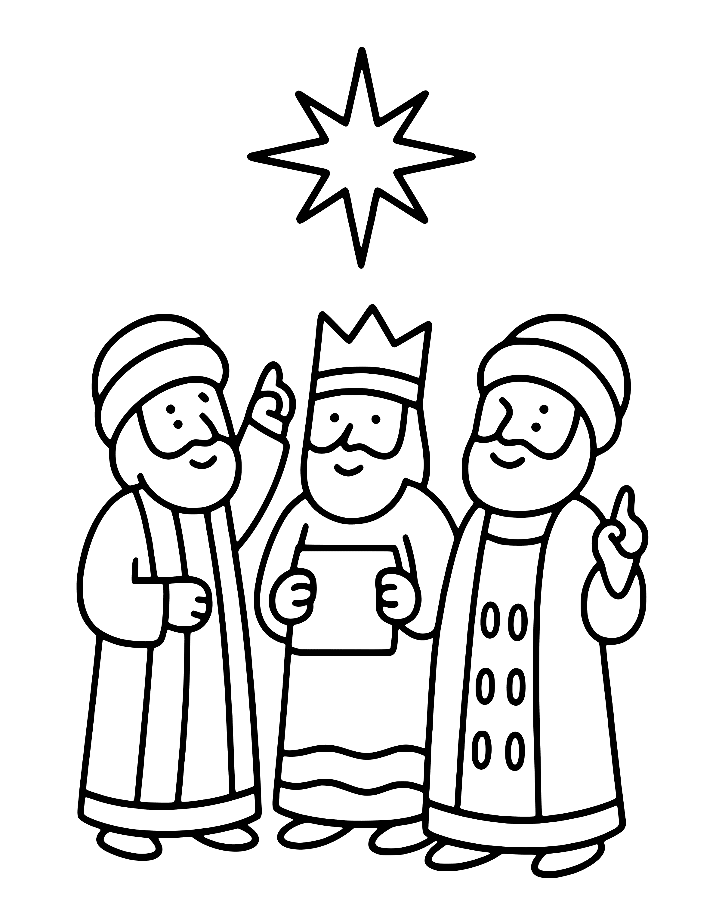 Easy The Wise Men See the Star coloring page