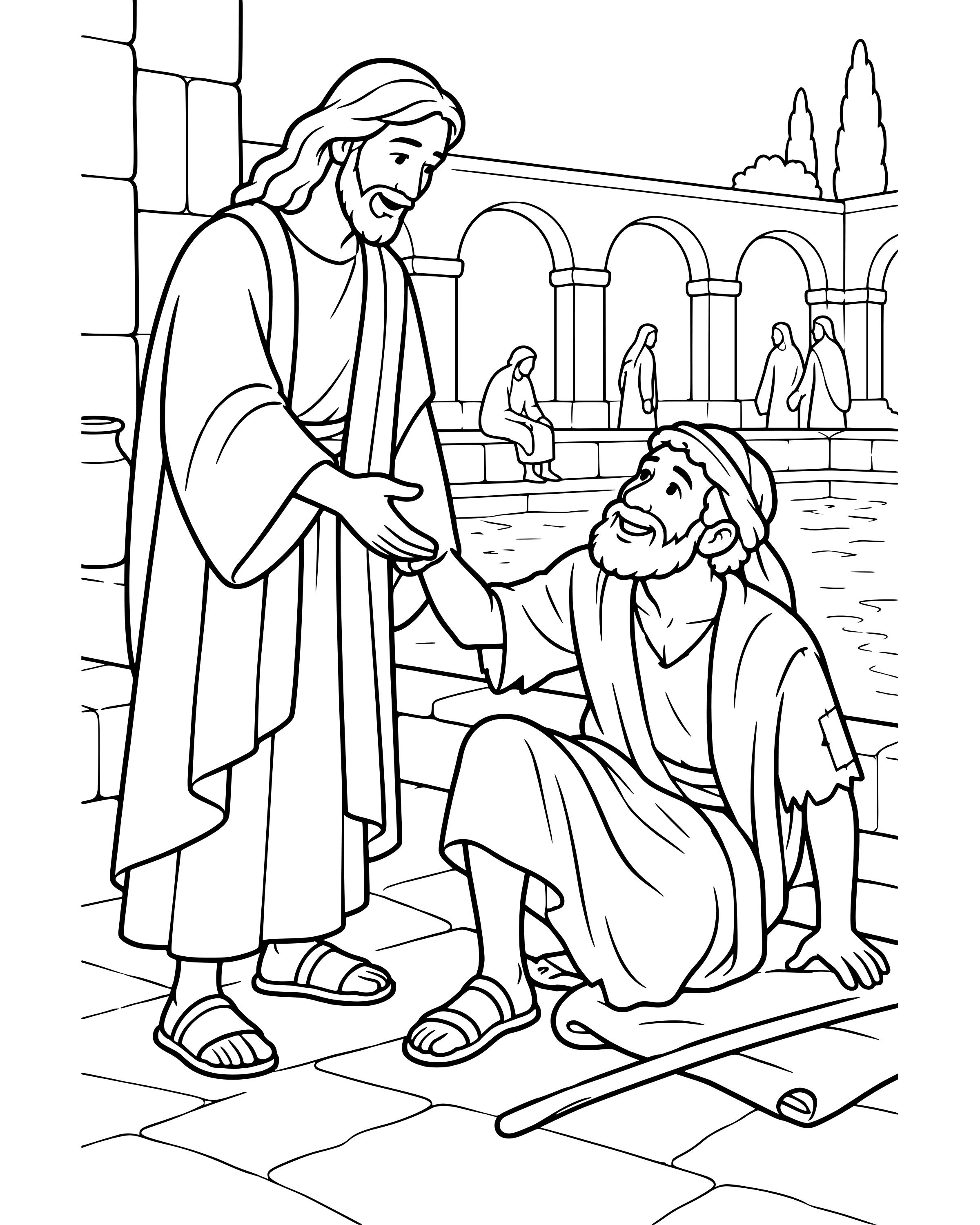 Simple The Man by the Pool coloring page