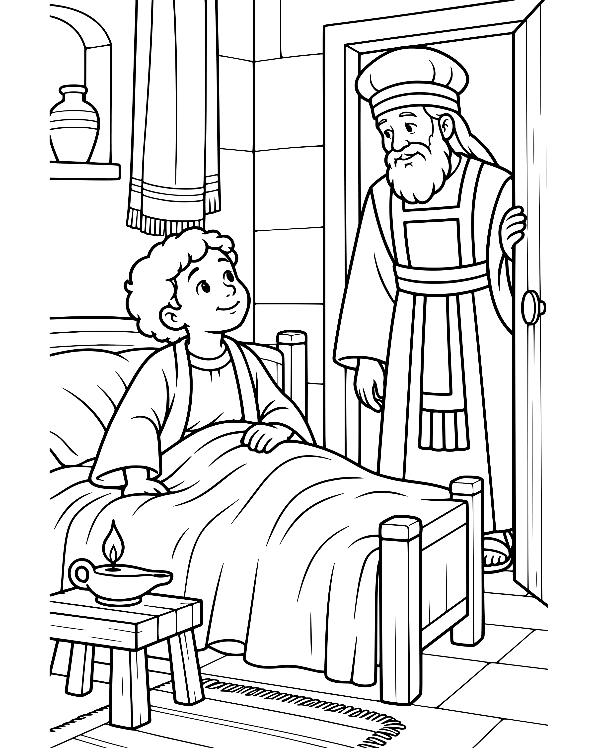 Detailed God Calls Samuel coloring page