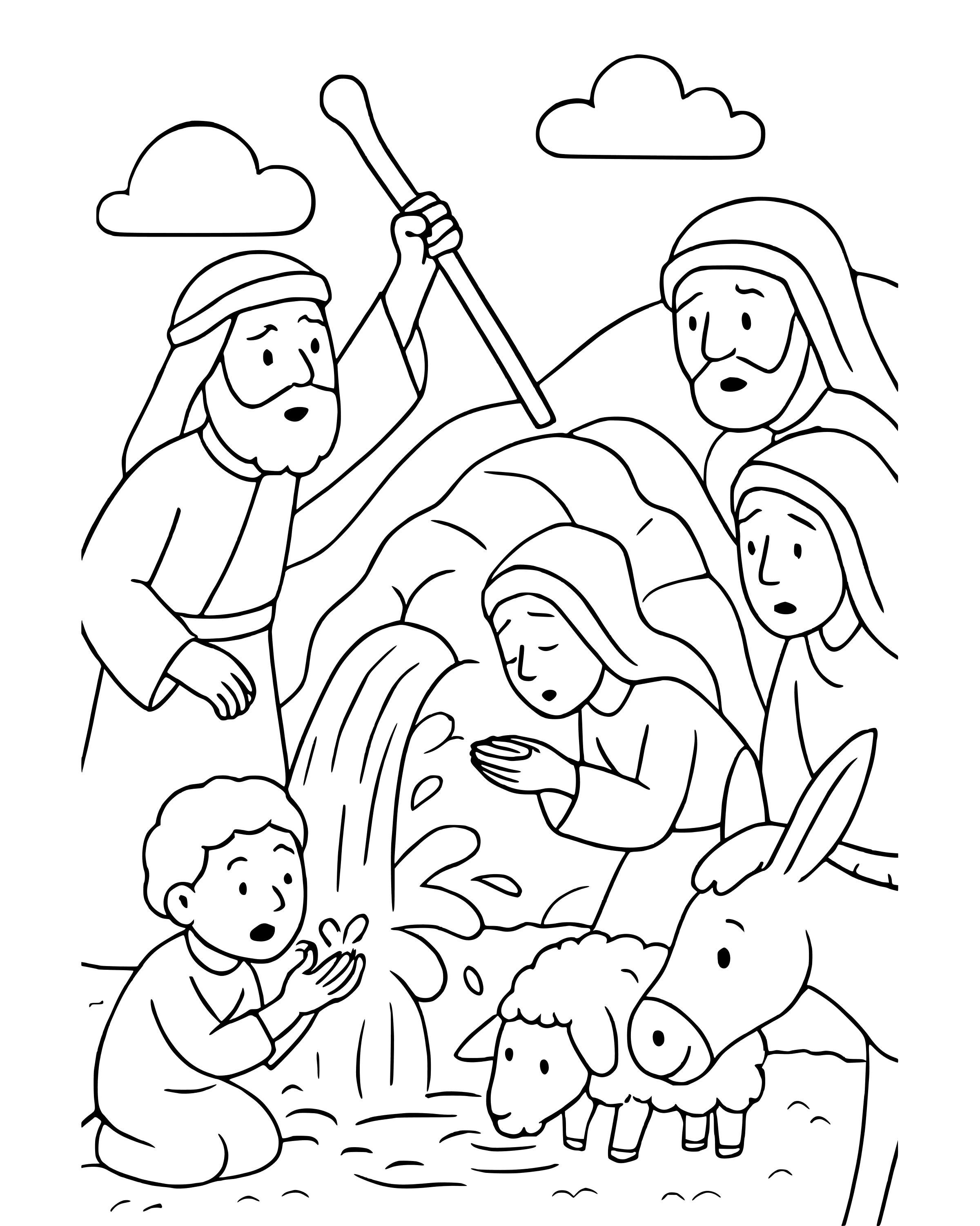 Simple Water from the Rock coloring page