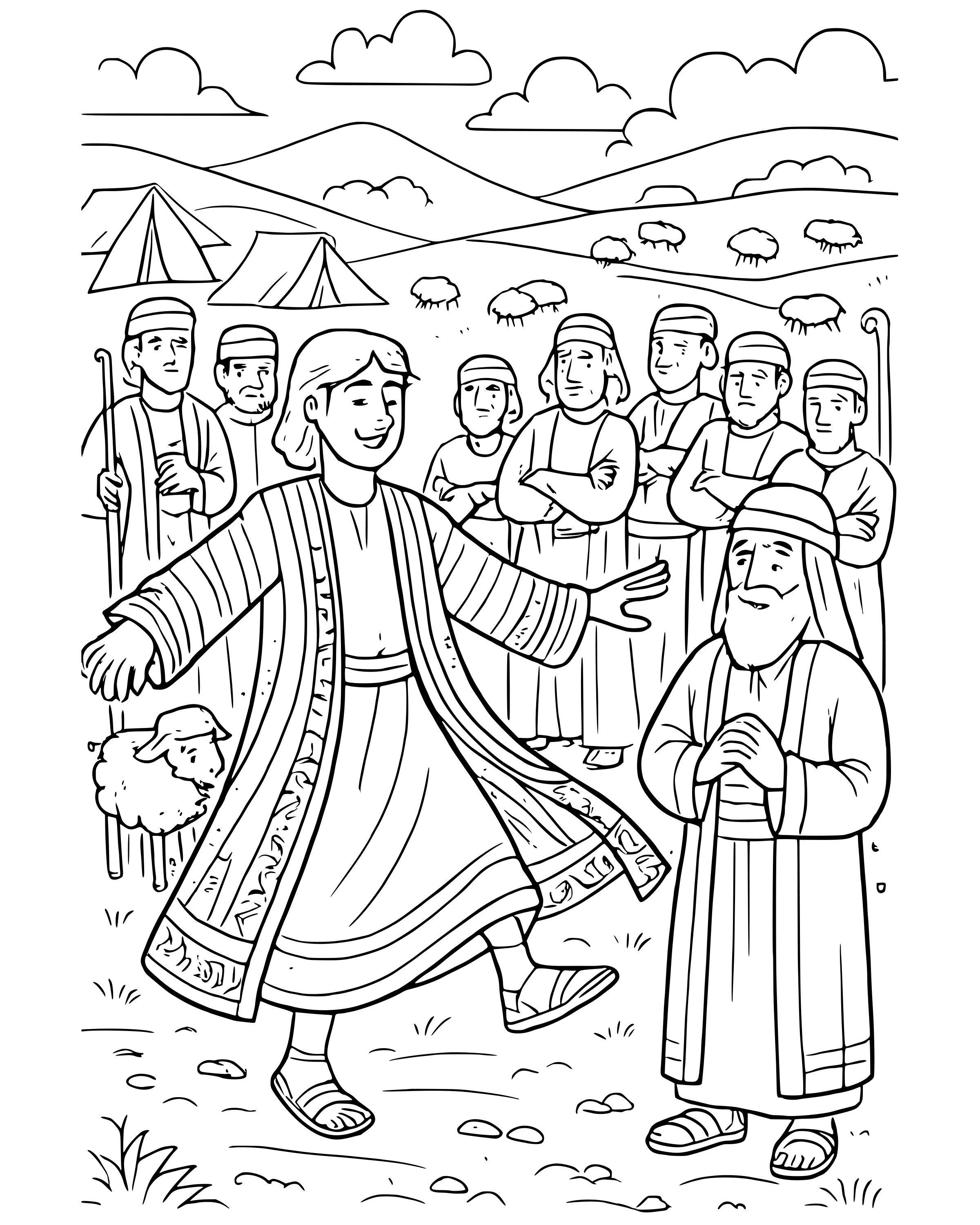 Detailed Joseph's Coat of Many Colors coloring page