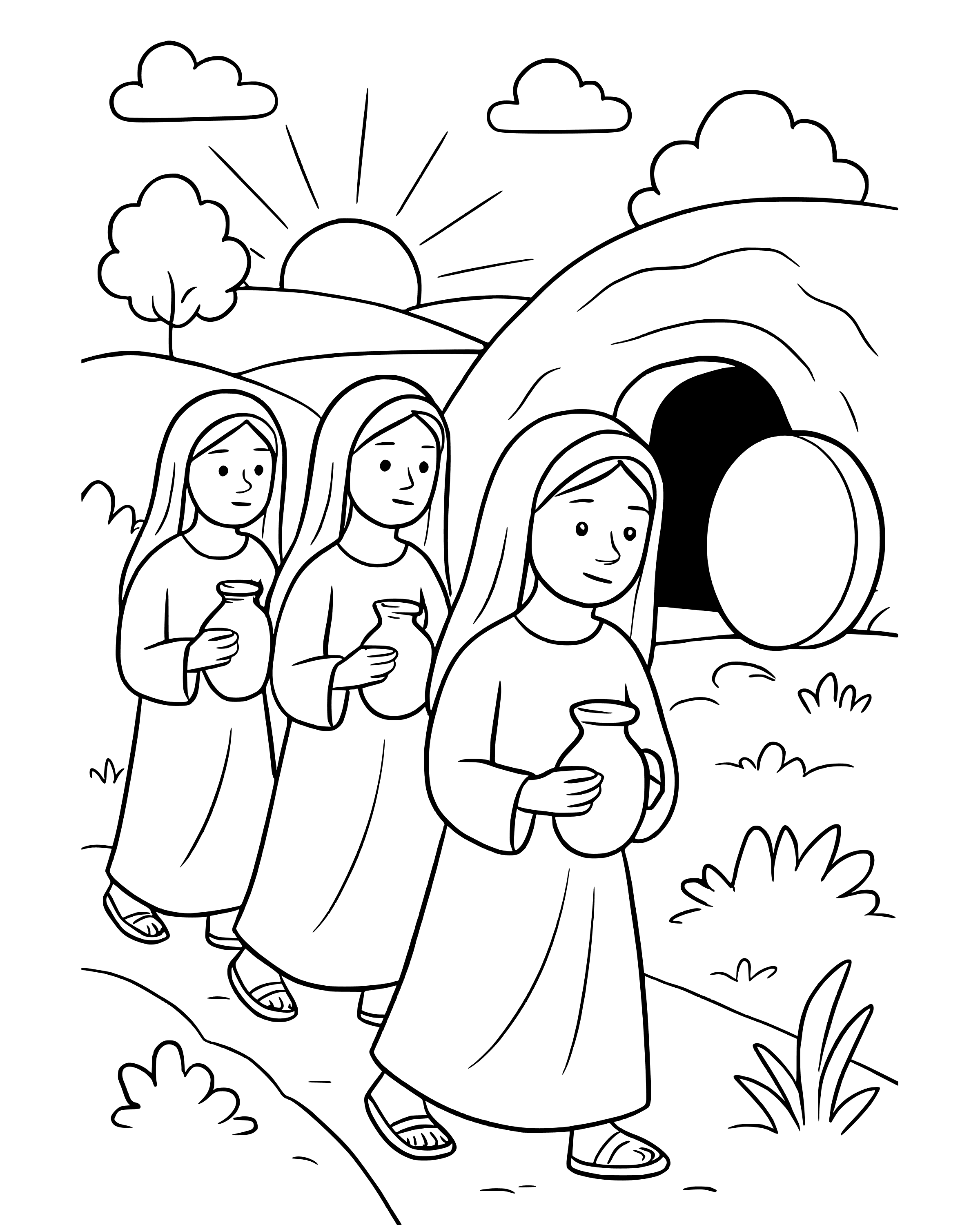 Simple The Women Bring Spices coloring page