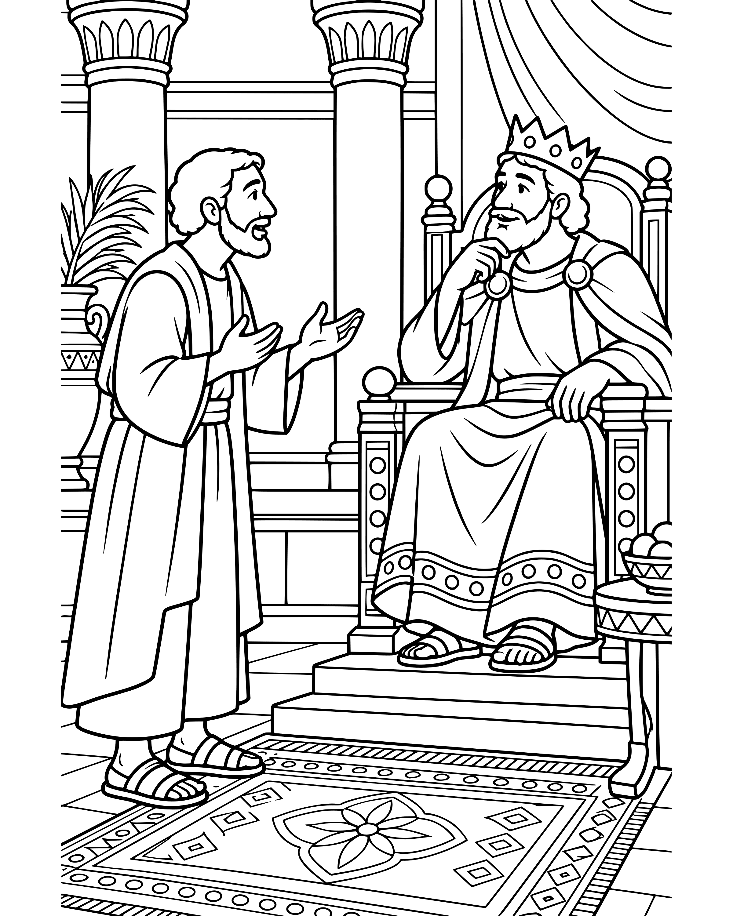 Nehemiah Asks the King for Help, detailed printable coloring page for ages 8–12