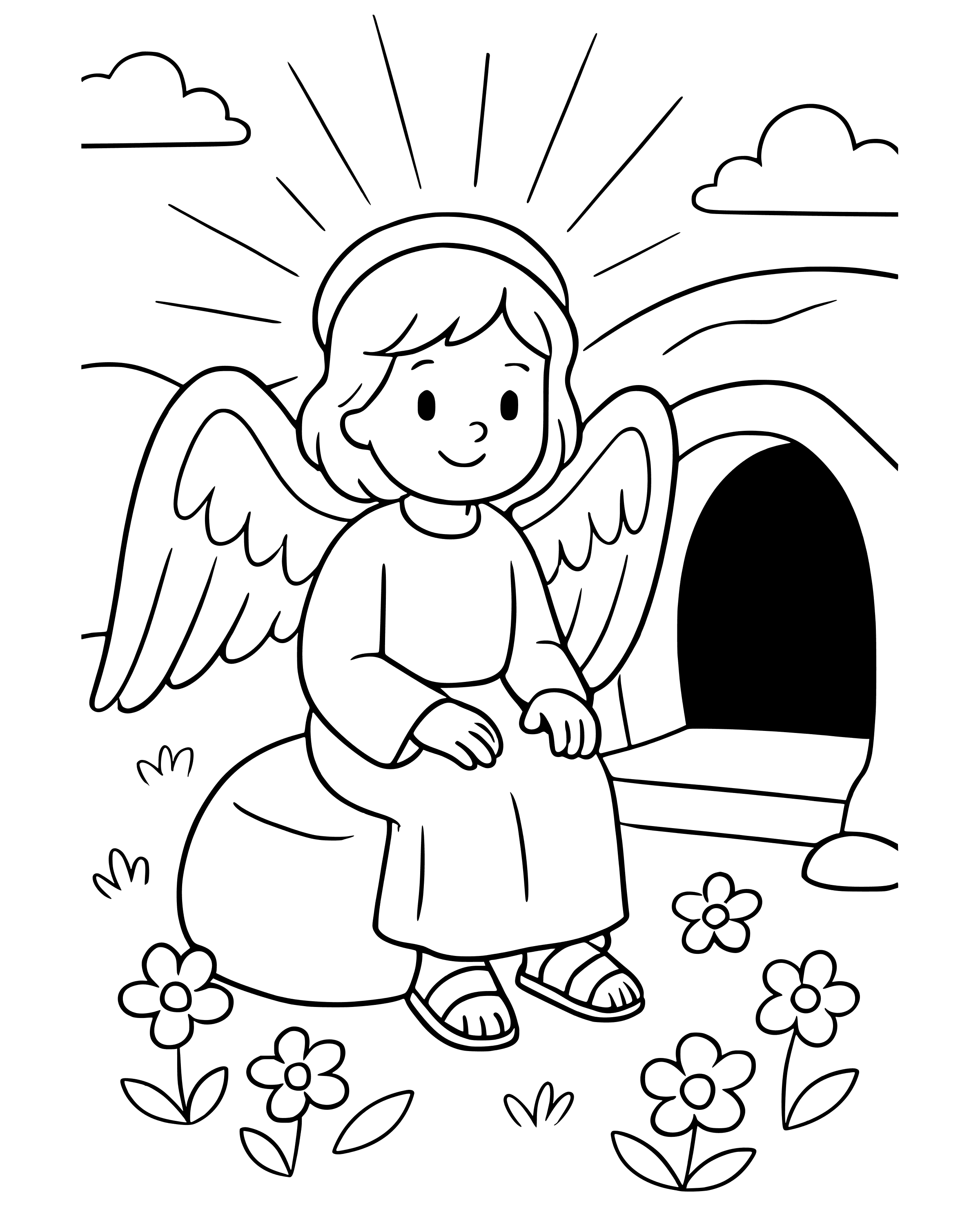 Simple The Stone Is Rolled Away coloring page
