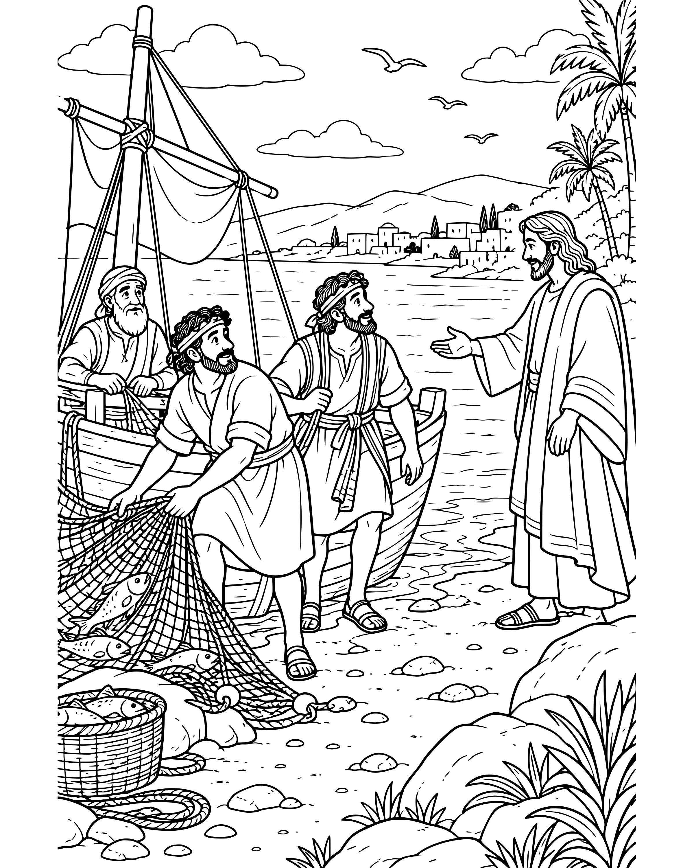 Detailed Jesus Calls James and John coloring page