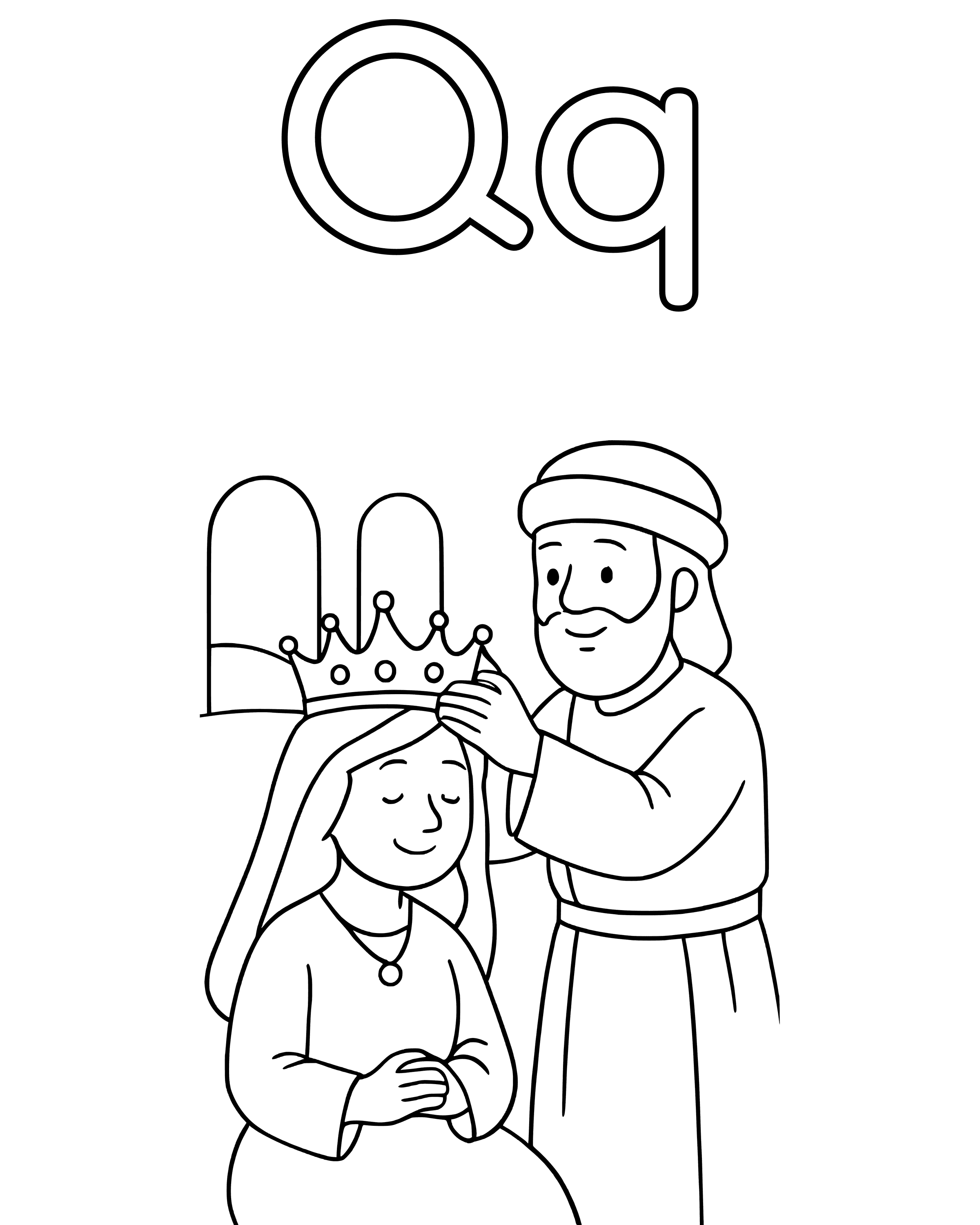 Simple Q Is for Queen Esther coloring page