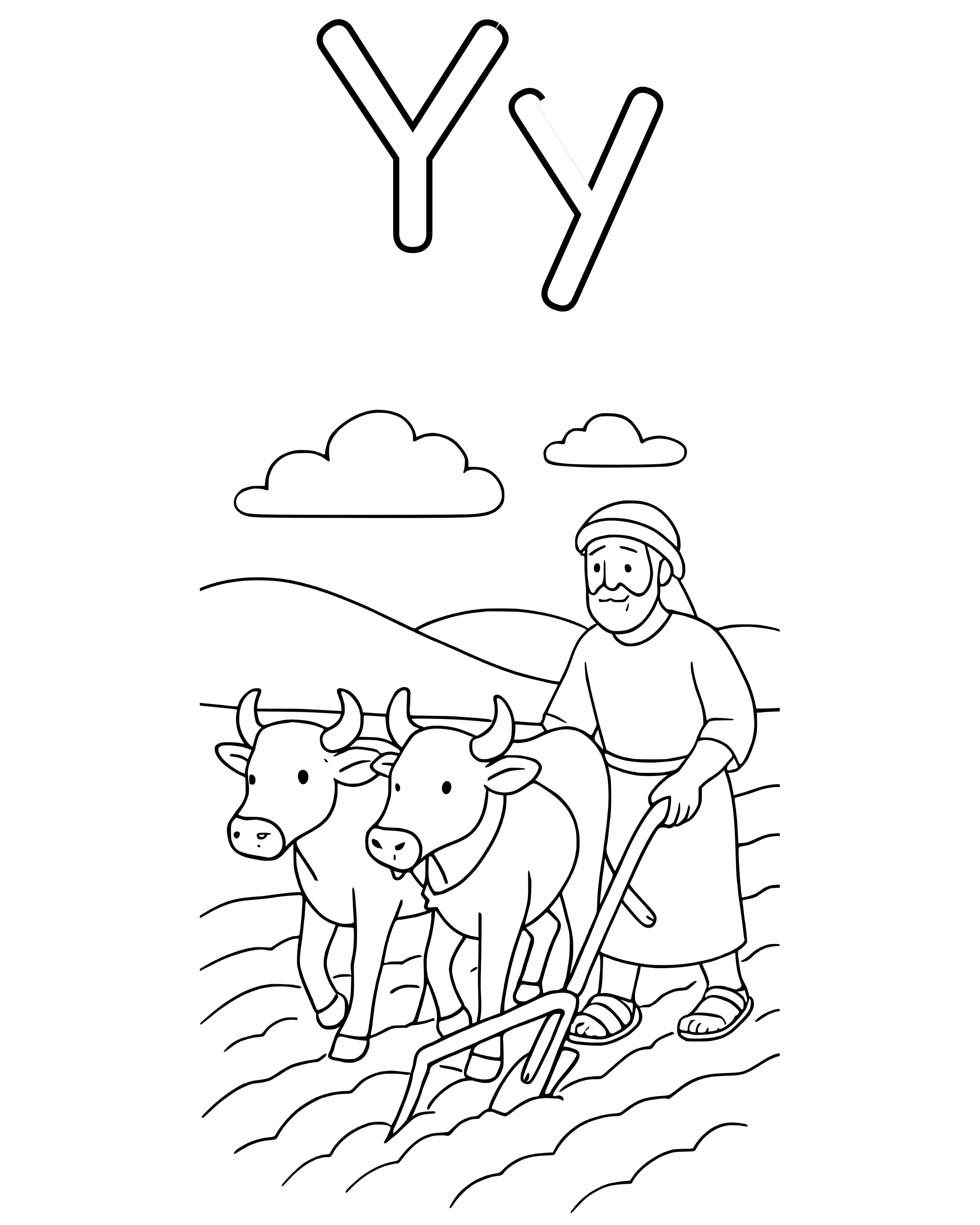 Simple Y Is for Yoke coloring page