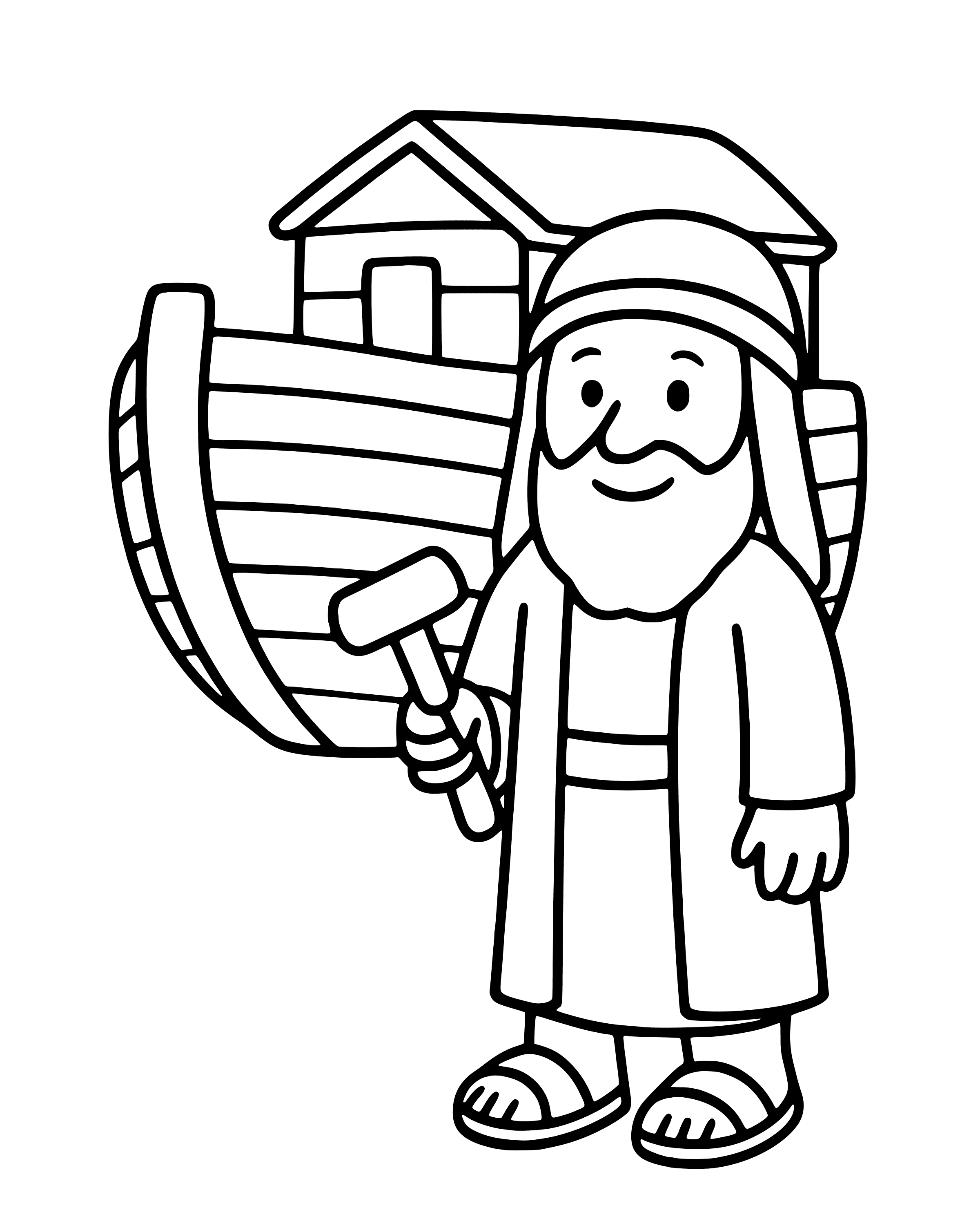 Easy Noah Builds the Ark coloring page