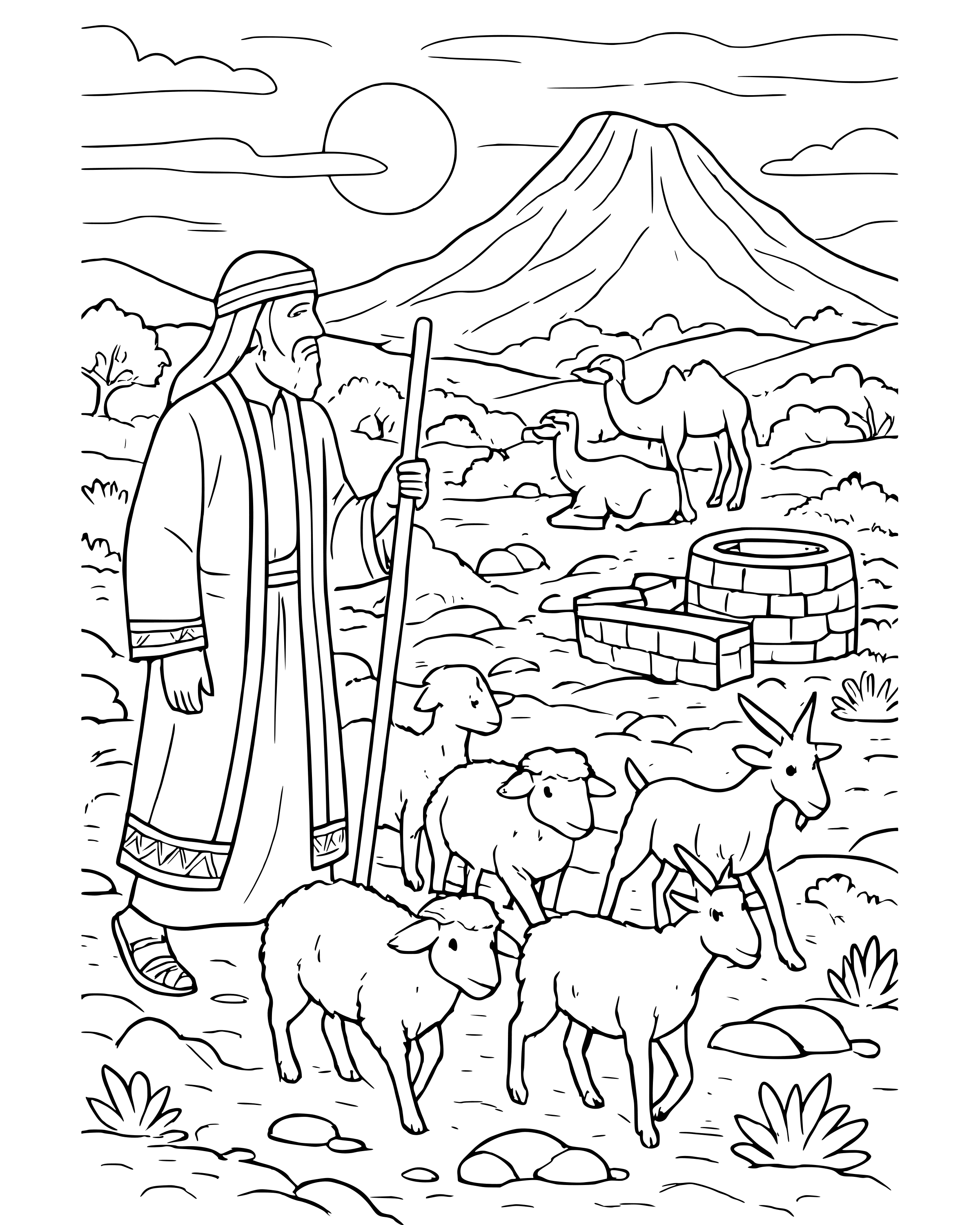 Detailed Moses the Shepherd coloring page