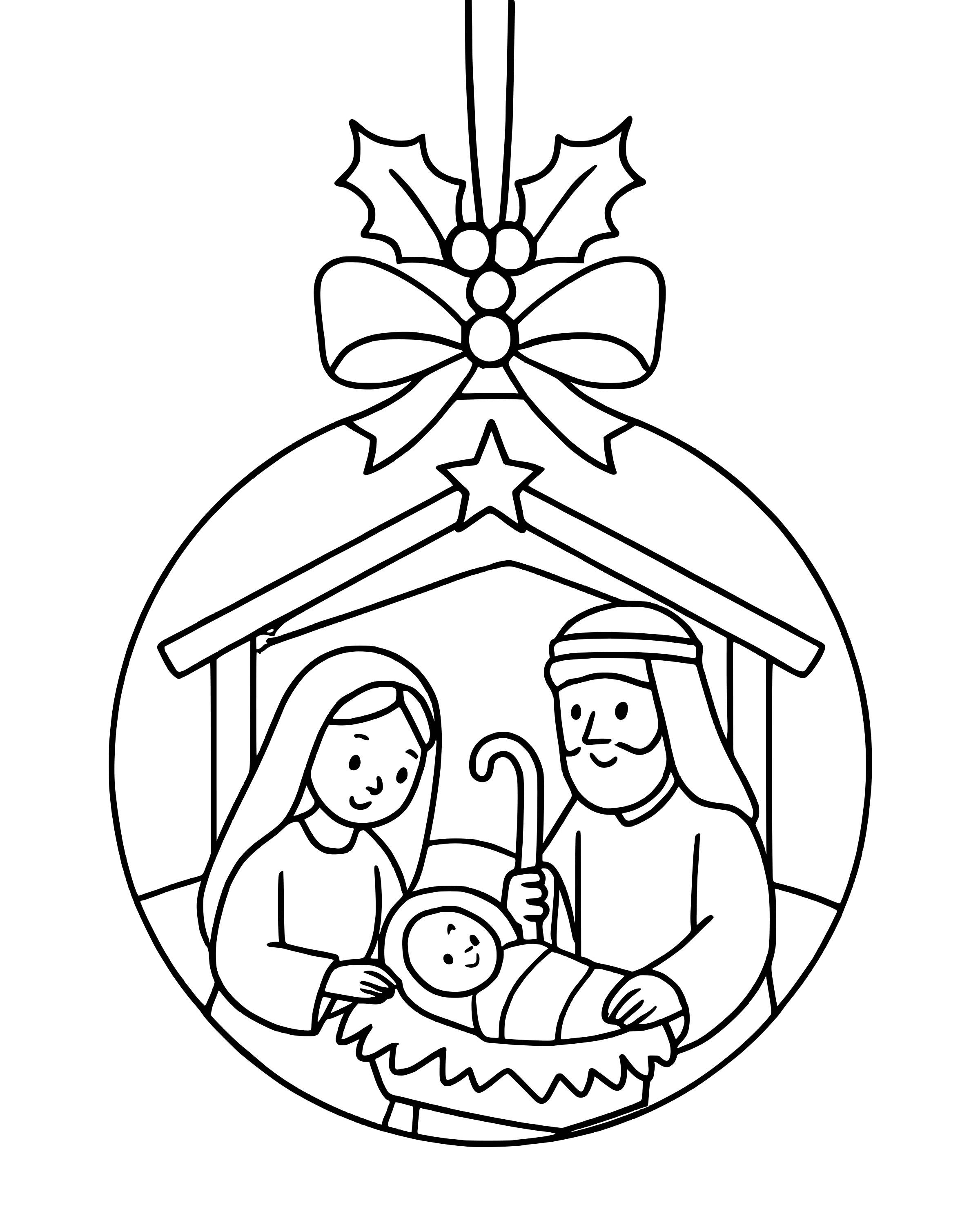 Simple The Nativity Christmas Ornament coloring page