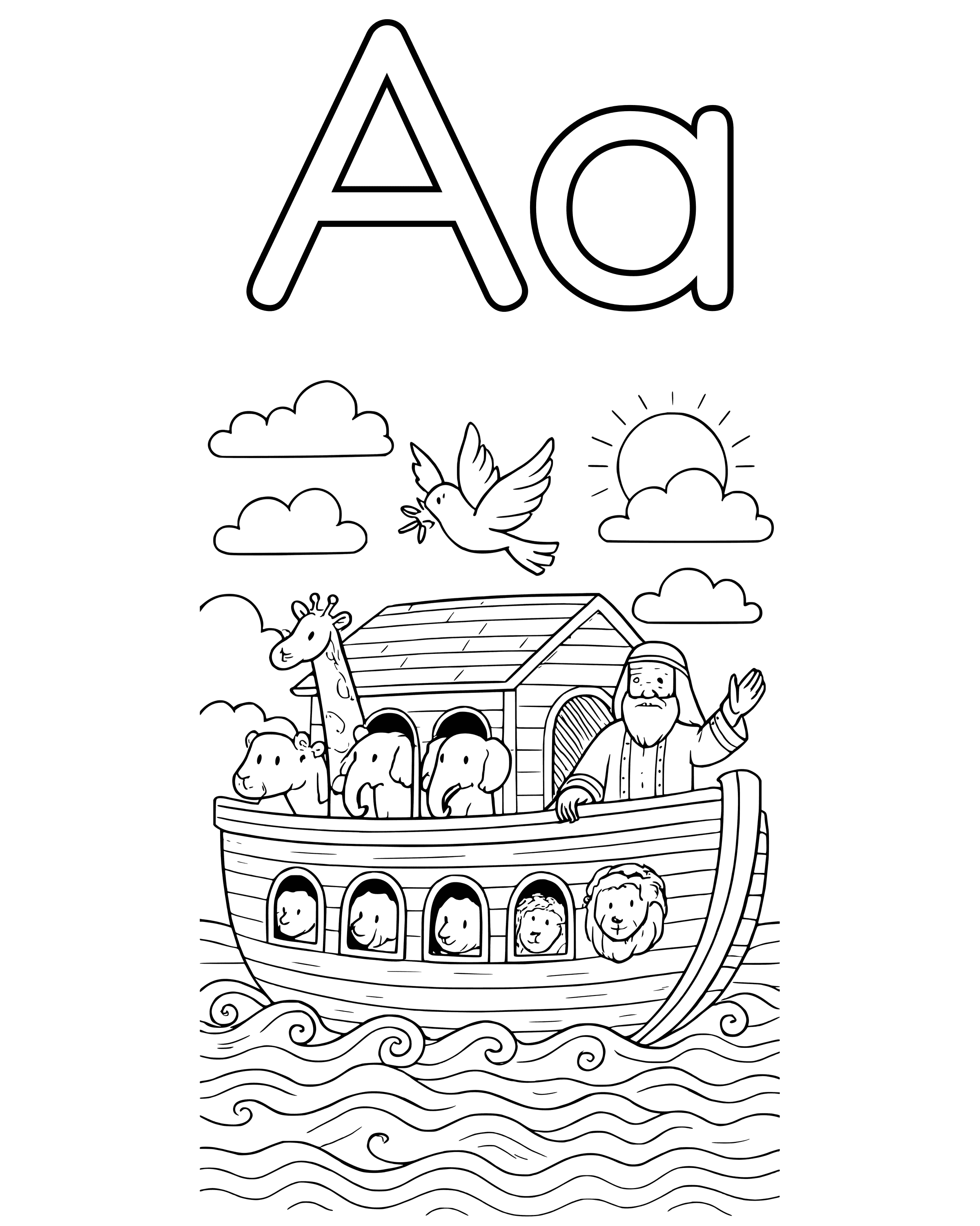 Detailed A Is for Ark coloring page