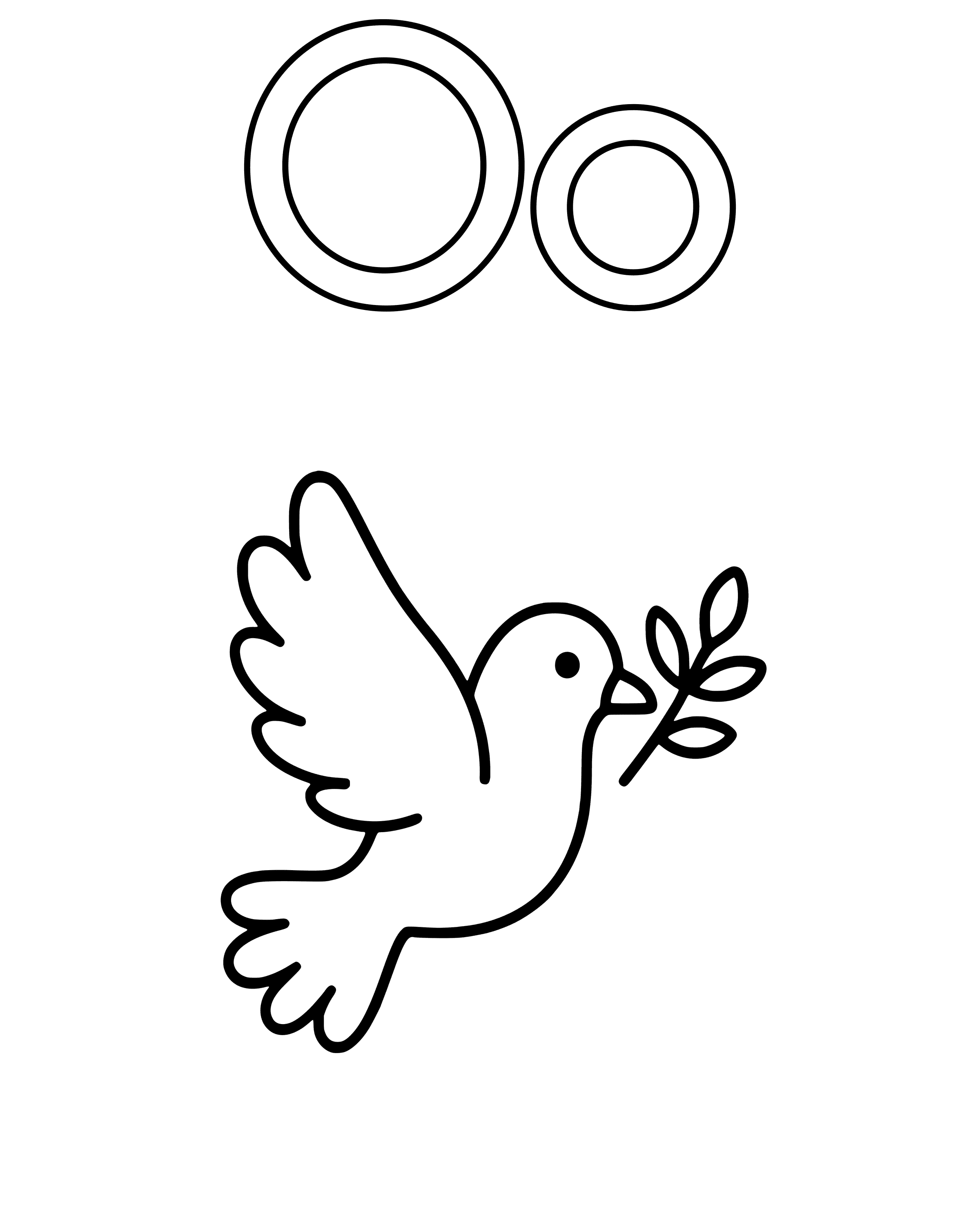 O Is for Olive Branch – easy printable coloring page for ages 2–4