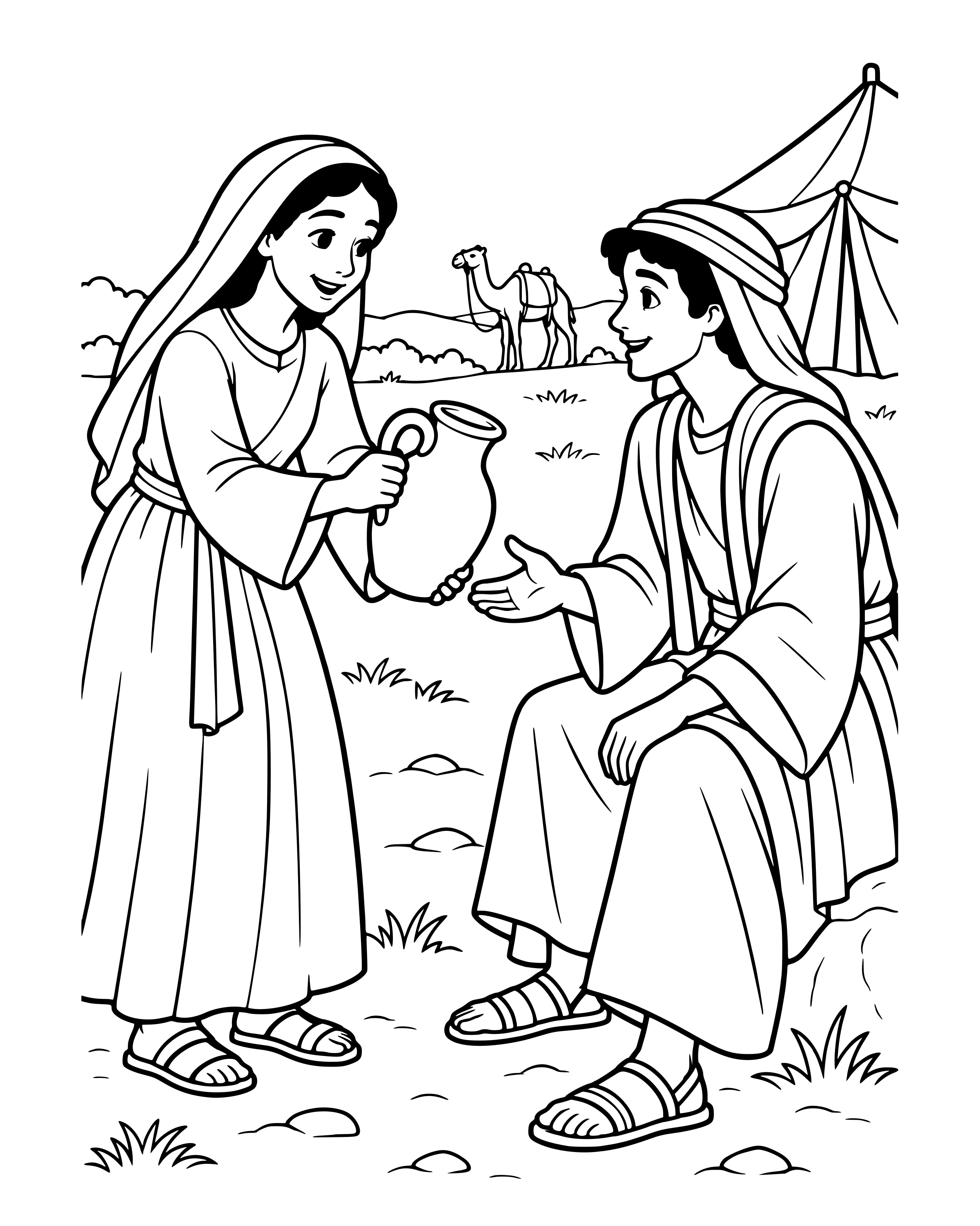 Simple Isaac Meets Rebekah coloring page
