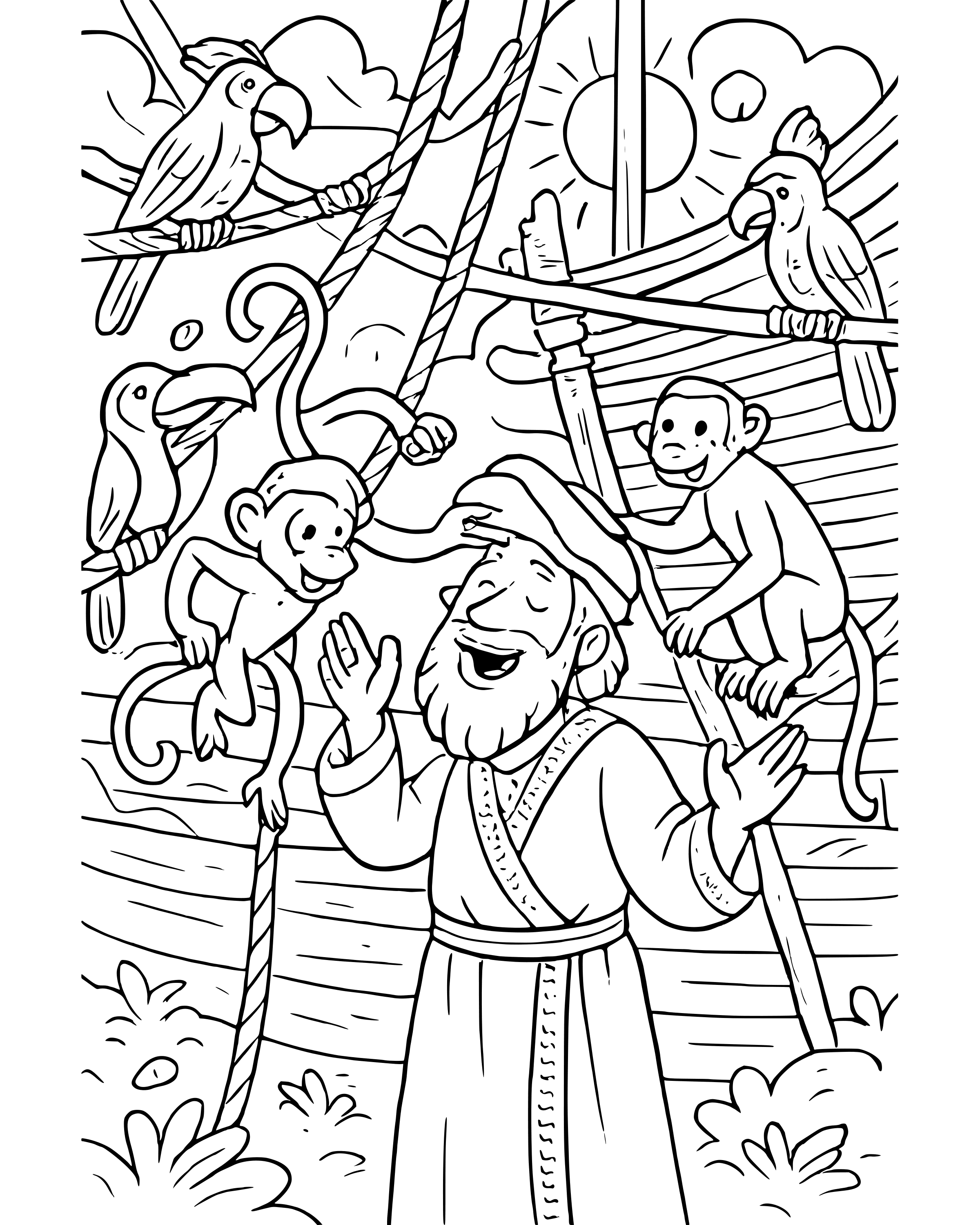 Detailed Two by Two: Monkeys coloring page
