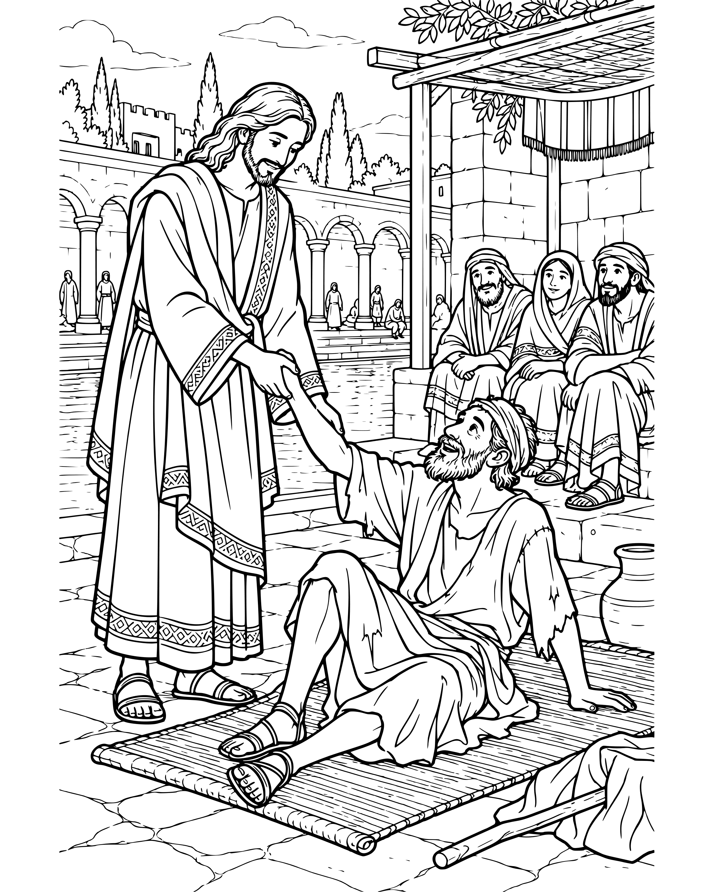 Detailed The Man by the Pool coloring page