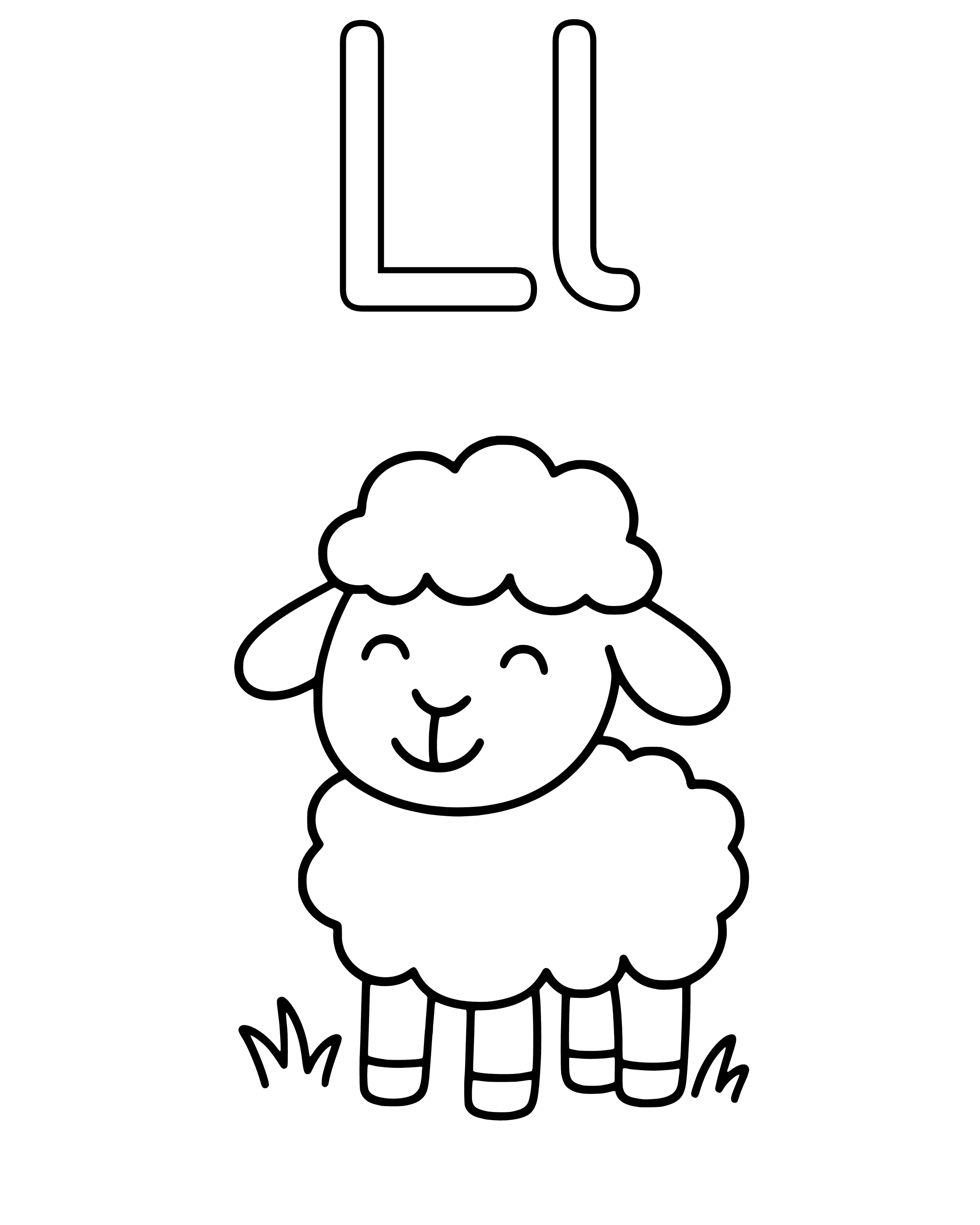 Easy L Is for Lamb coloring page