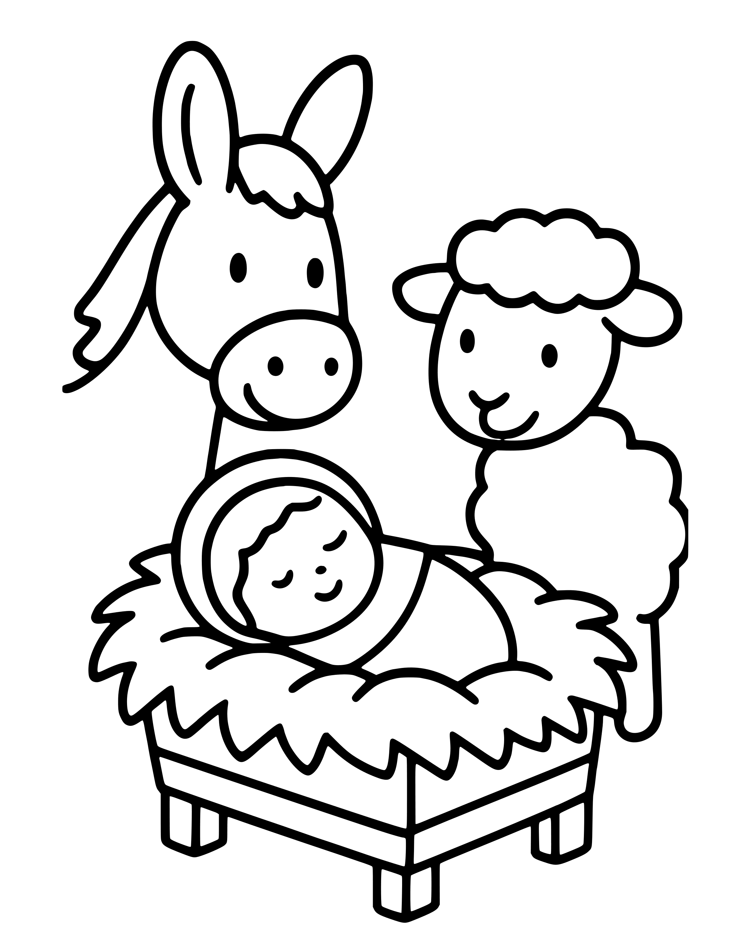 Easy Animals Around the Manger coloring page
